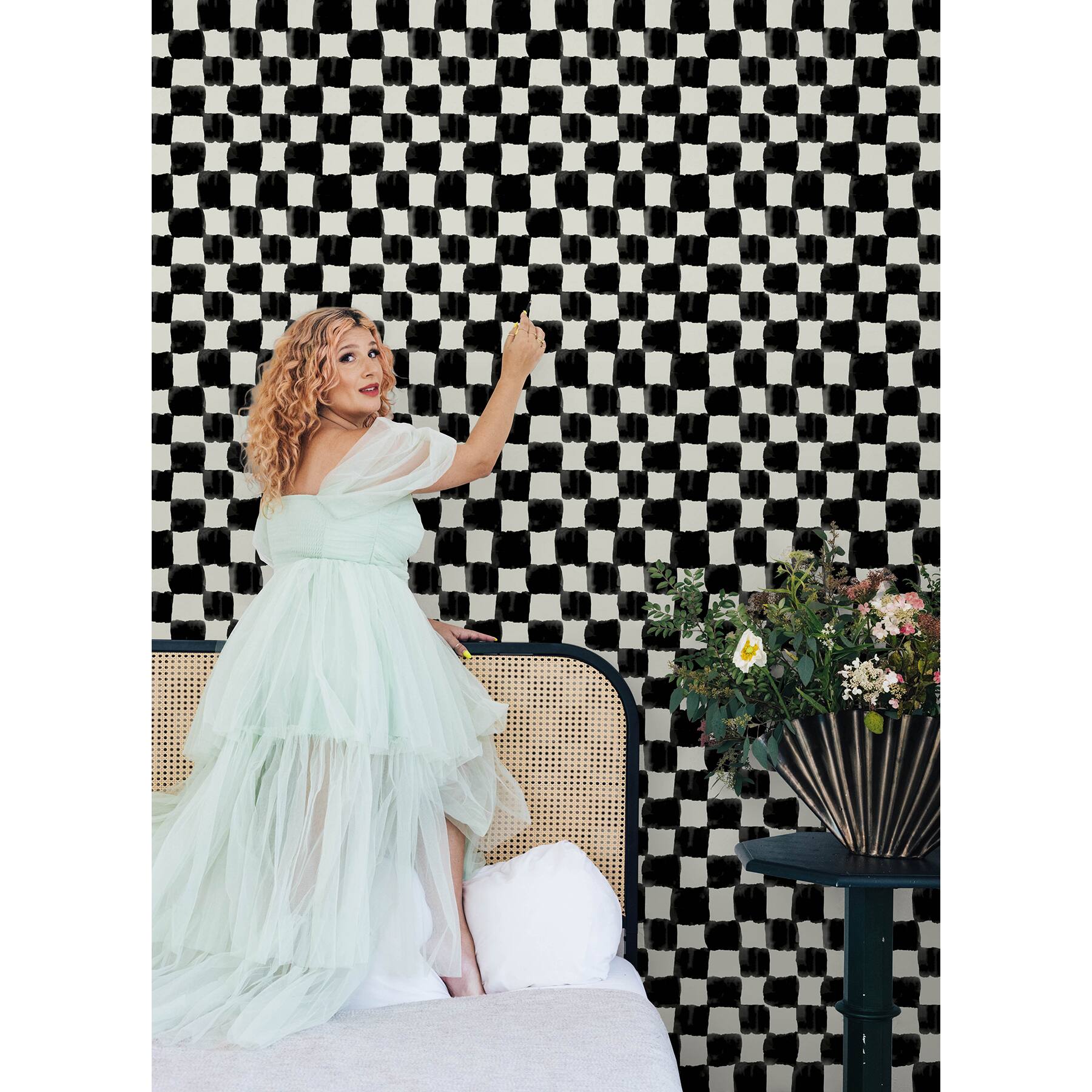 RoomMates Mr. Kate Tess Watercolor Soft Checker Peel & Stick Wallpaper