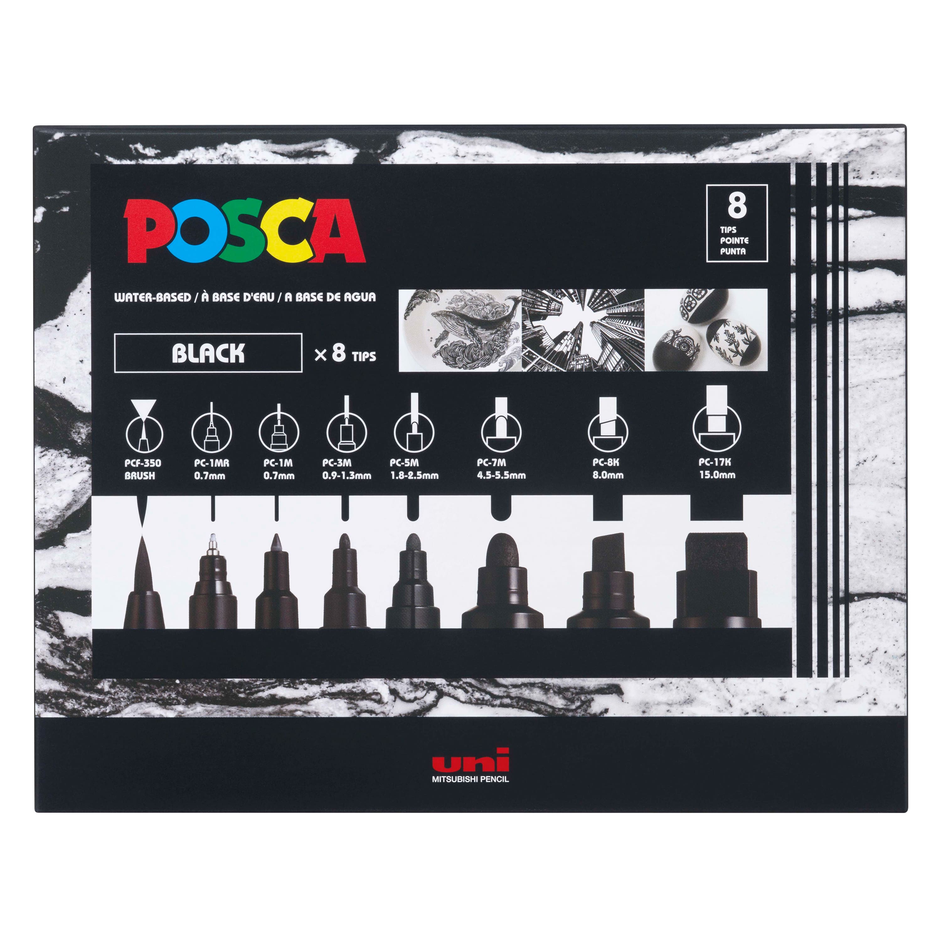 POSCA All Black Paint Marker Set