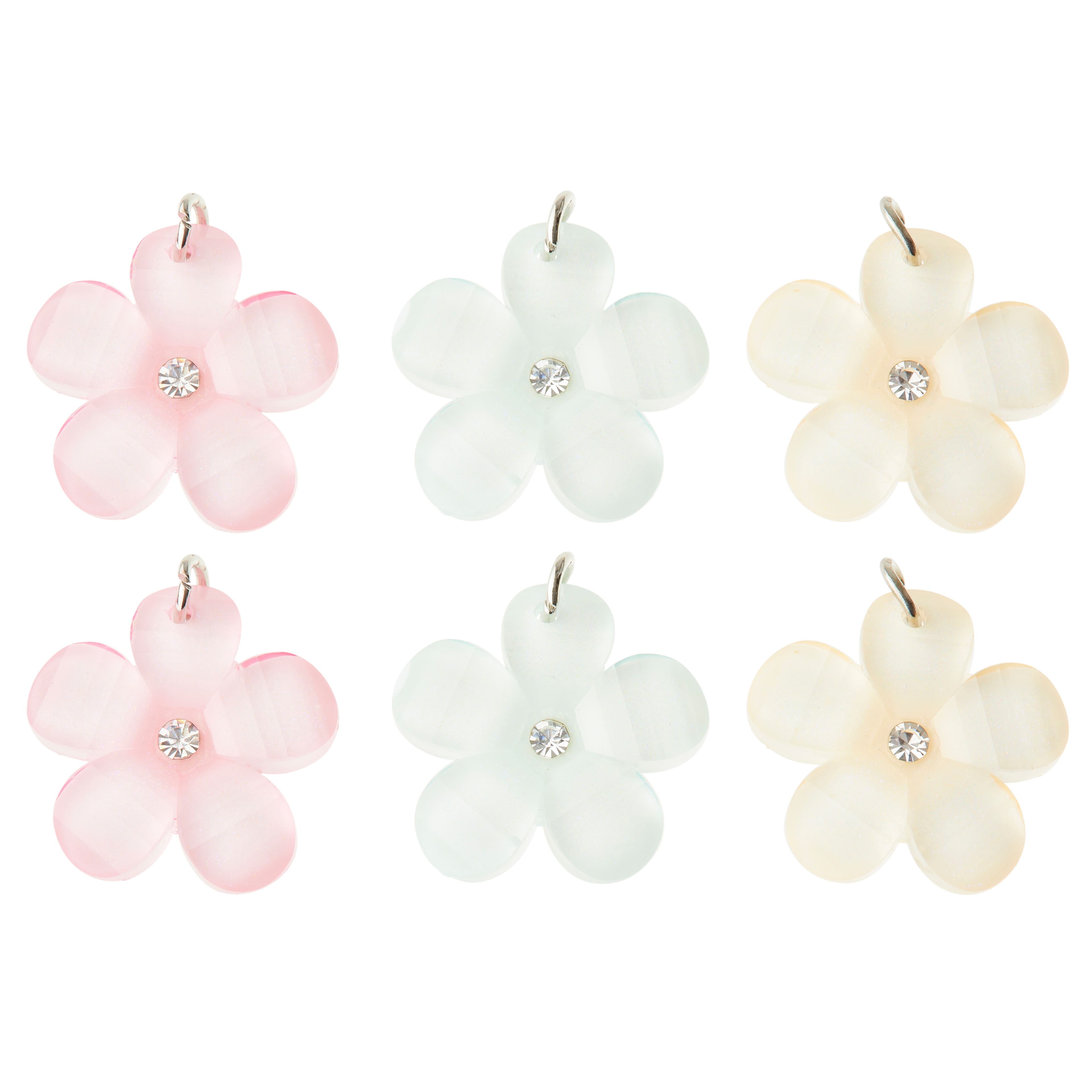 12 Packs: 6 ct. (72 total) Charmalong™ Rhodium Flower Charms by Bead Landing™