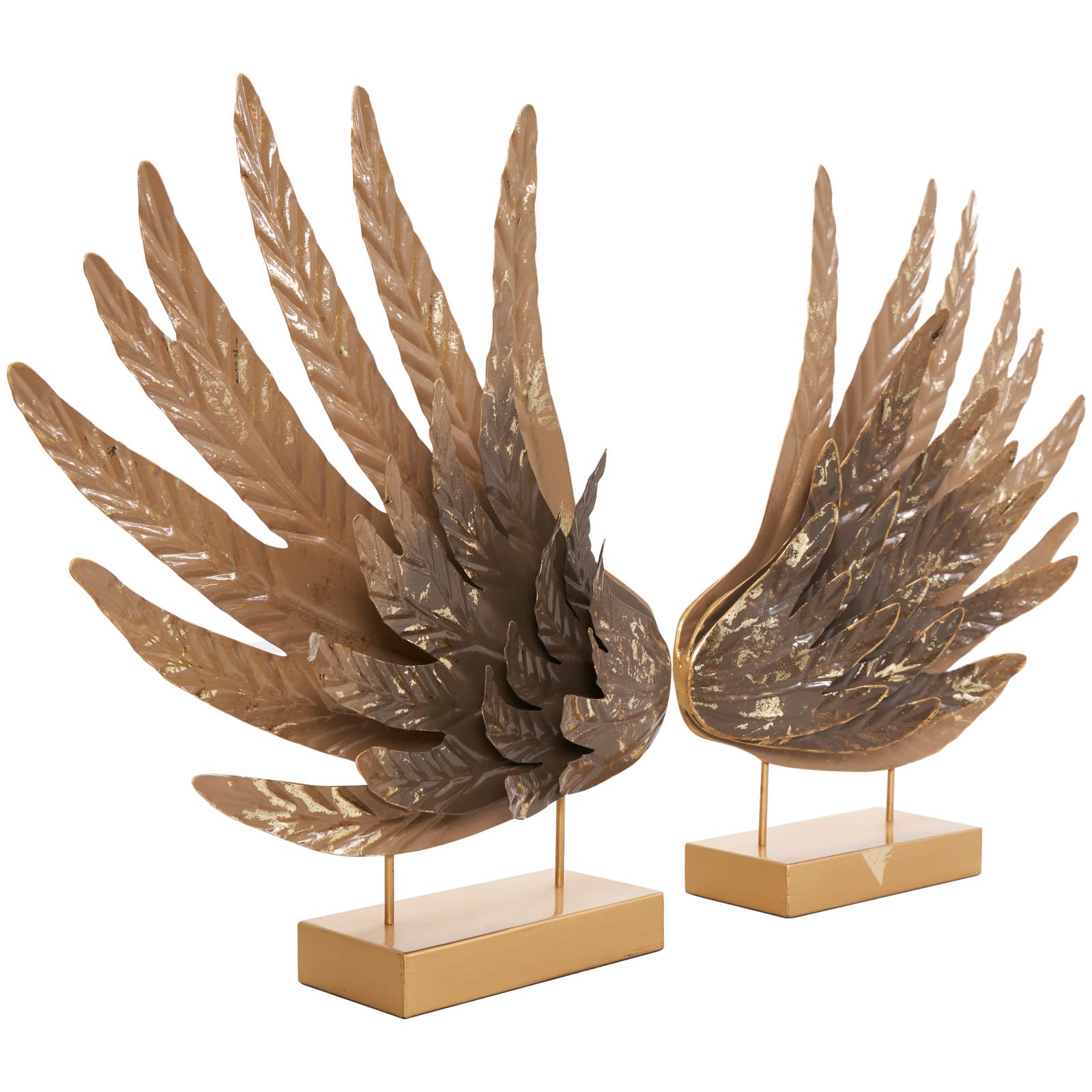 18&#x22; Gold Bird Wing Tabletop Sculpture Set