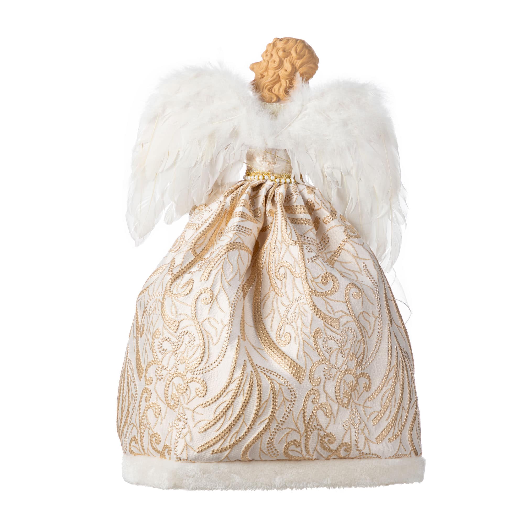 Glitzhome® 24"H Faux Fur & PVC Christmas Elegant Angel Tree Topper with Porcelain Face