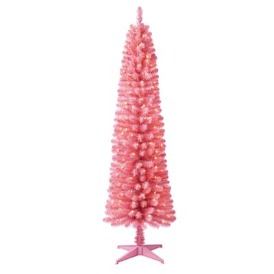 6ft. Pre-Lit Pink Artificial Halloween Tree, Clear Lights by Ashland ...