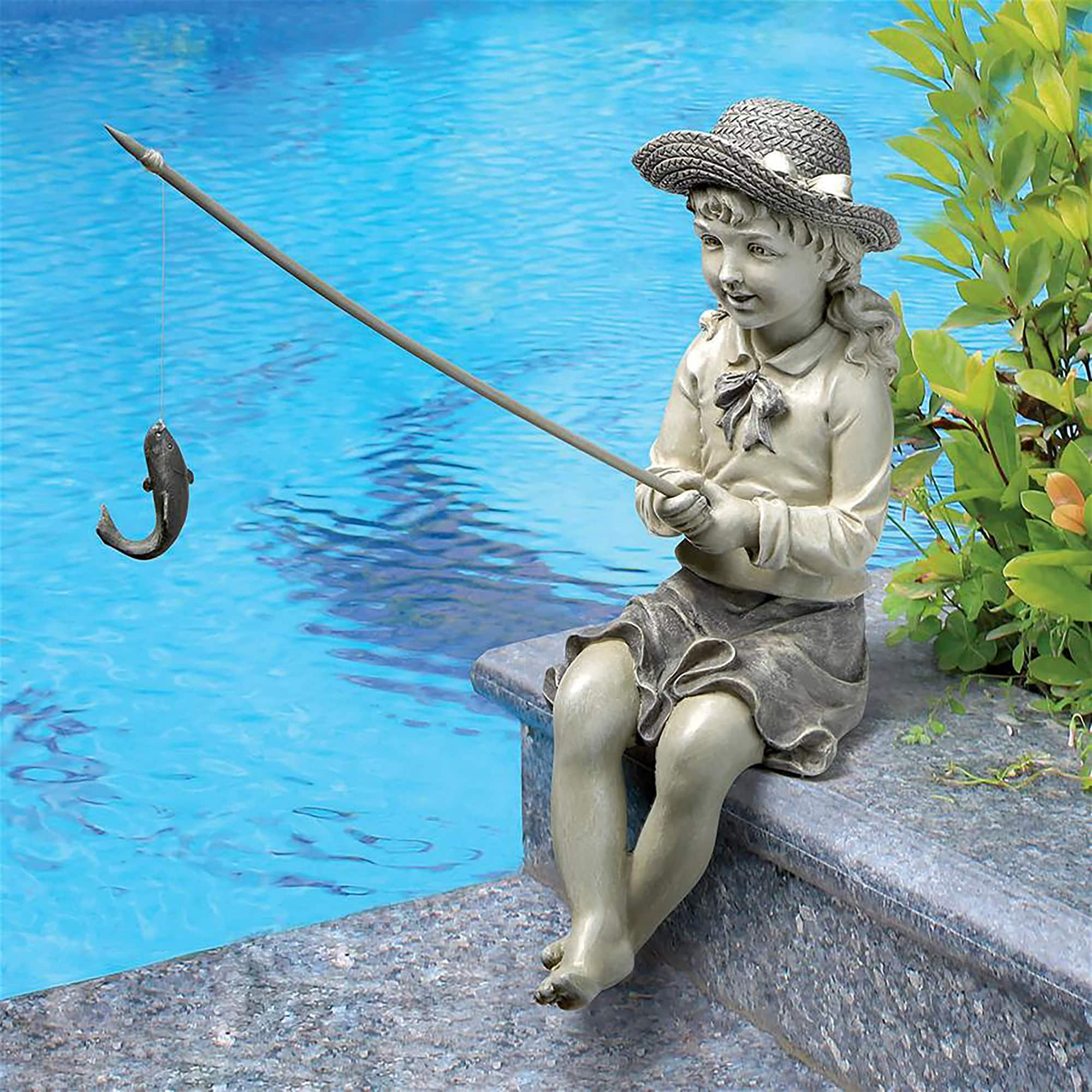 Design Toscano 11&#x22; Nellie&#x27;s Big Catch Fishing Statue