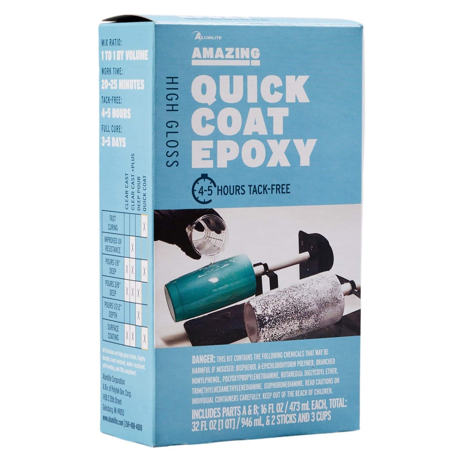 FDA Approved Epoxy Resin - 1:1 by Volume 472ml Kit ALUMILITE for Tumbl