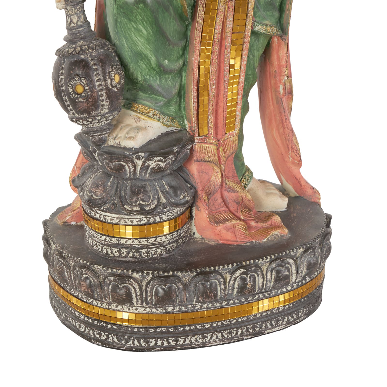 26.5" Gold Ganesh Sculpture with Green, Blue & Red Accents