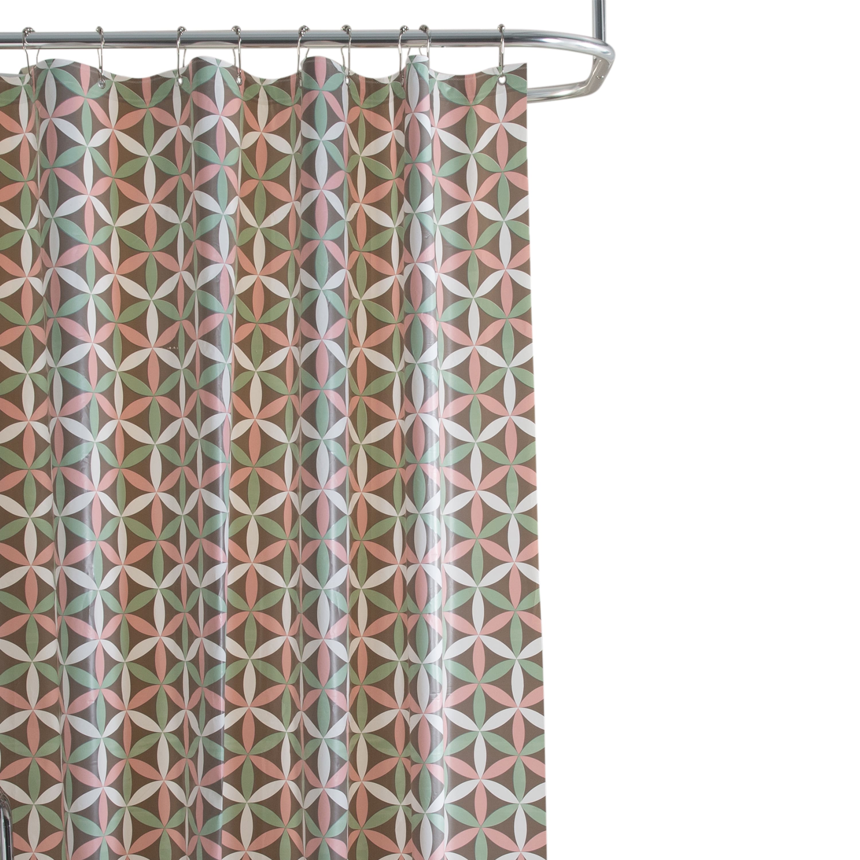 Bath Bliss Gray Geo Shape Design PEVA Shower Curtain