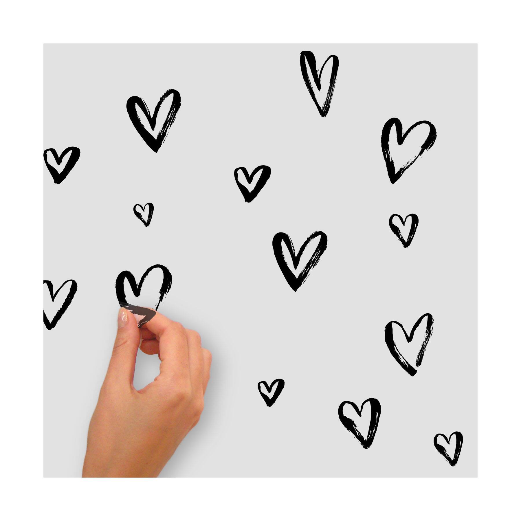 RoomMates Black Sketchy Hearts Peel & Stick Wall Decals