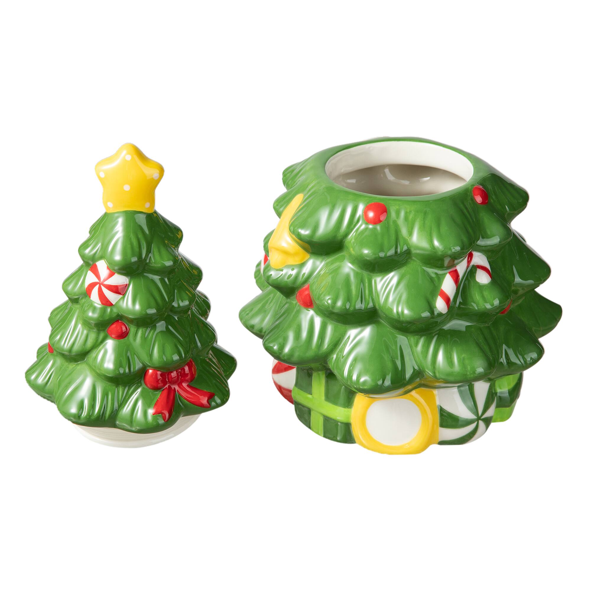 Glitzhome® Dolomite Christmas Tree Cookie Jar Set