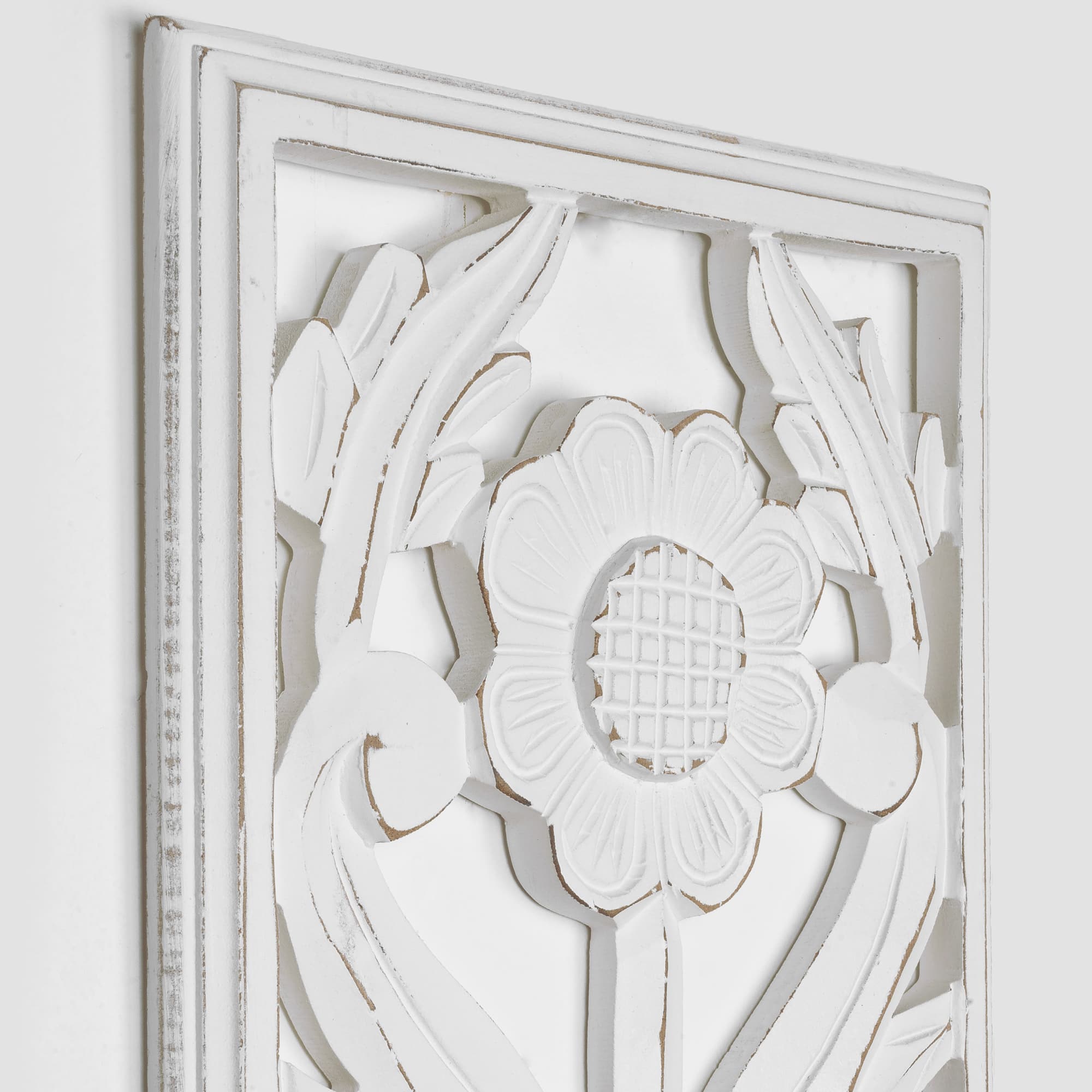 American Art D&#xE9;cor&#x2122; 48&#x22; Hand-Carved Floral Wood Panel Wall Art D&#xE9;cor