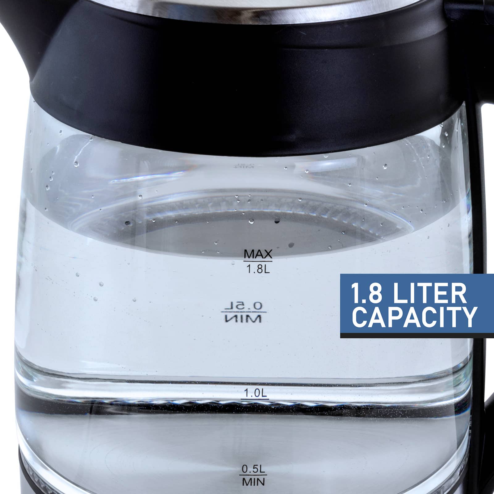 MegaChef 1.8L Glass Body &#x26; Stainless Steel Electric Tea Kettle