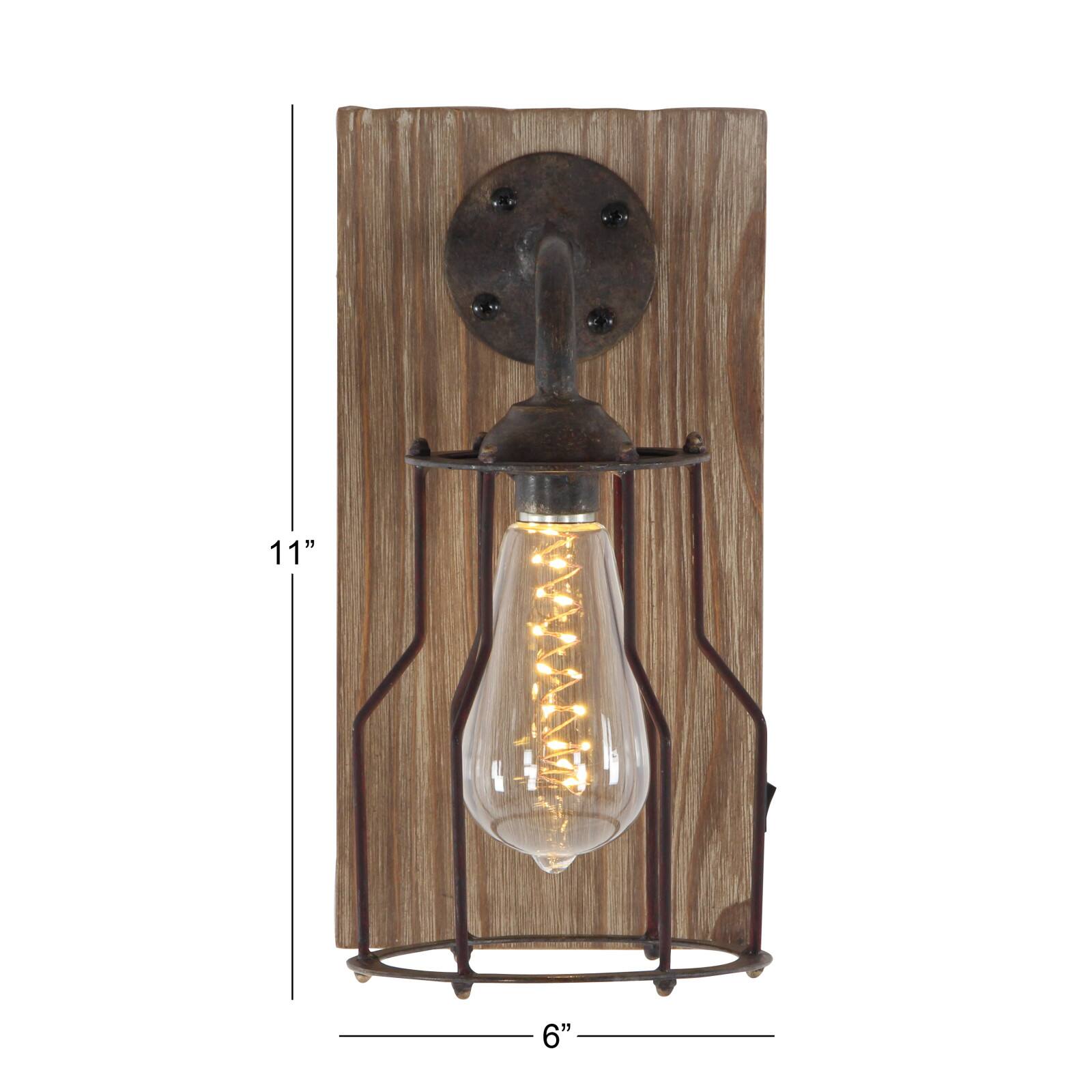 11&#x22; Brown Iron Industrial LED Wall Sconce