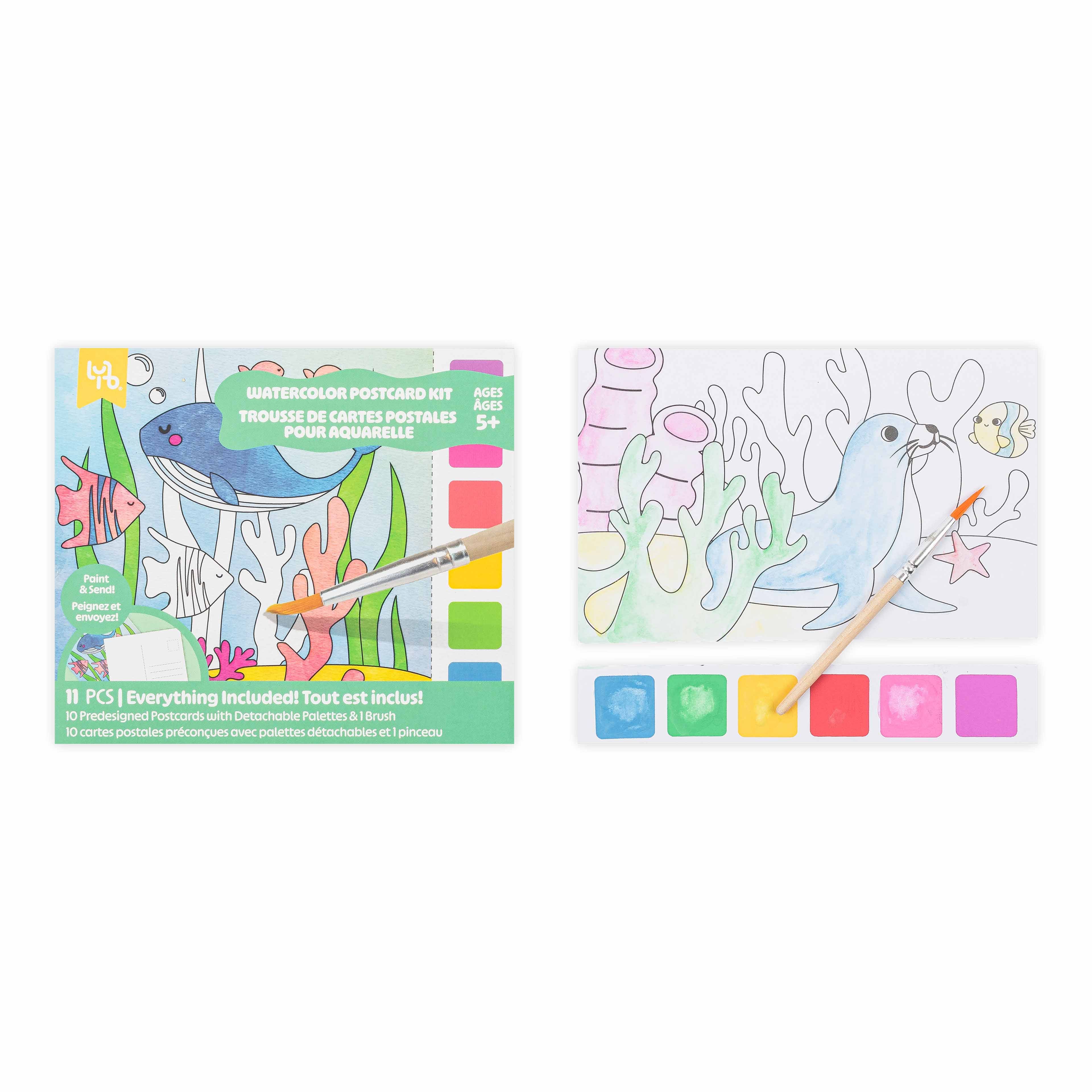 Trousse de cartes postales pour aquarelle sur le thème de la vie sous-marine de Little Yellow Bicycle