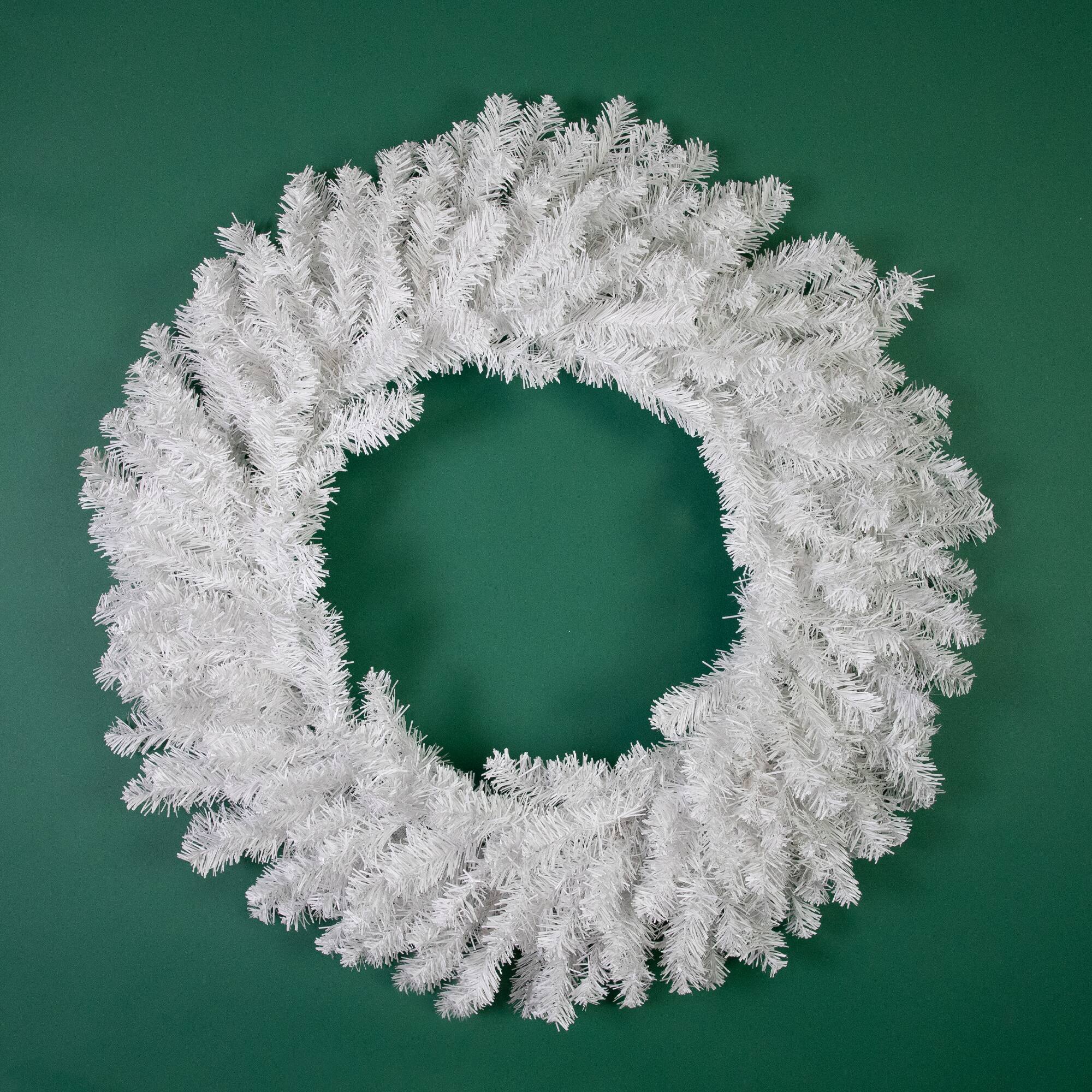 30&#x22; White Canadian Pine Artificial Christmas Wreath