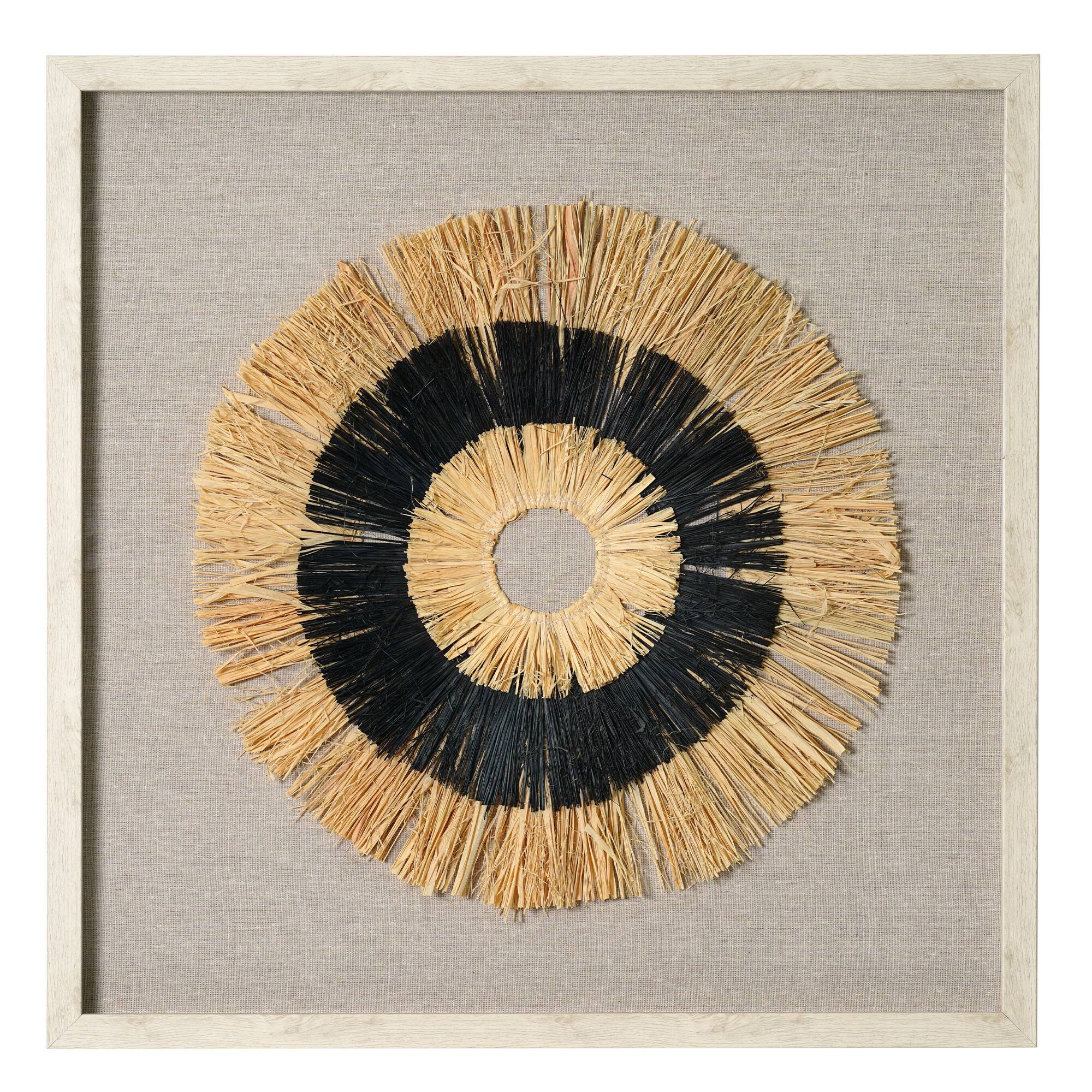 American Art D&#xE9;cor&#x2122; 23.5&#x22; Handmade Framed Natural Straw and Linen Wall Art D&#xE9;cor