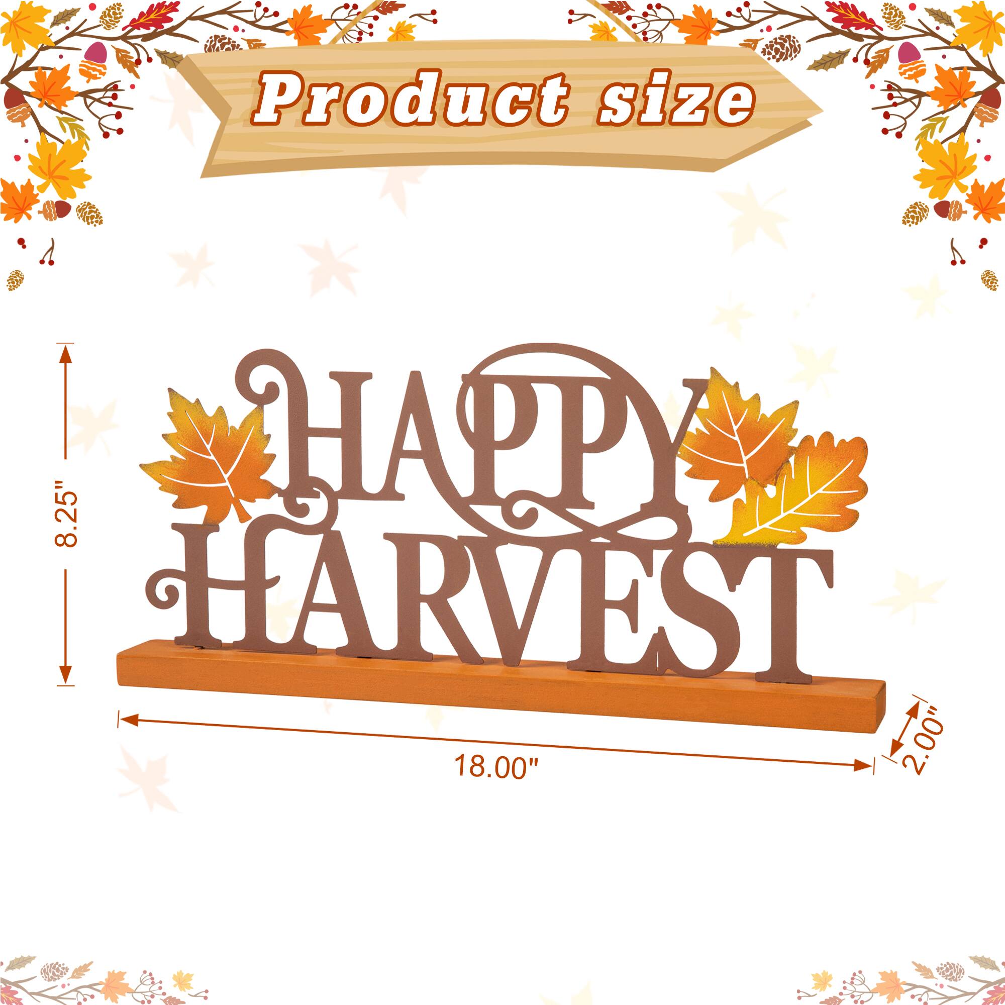 Glitzhome® 18" Wood & Metal Happy Harvest Table Décor