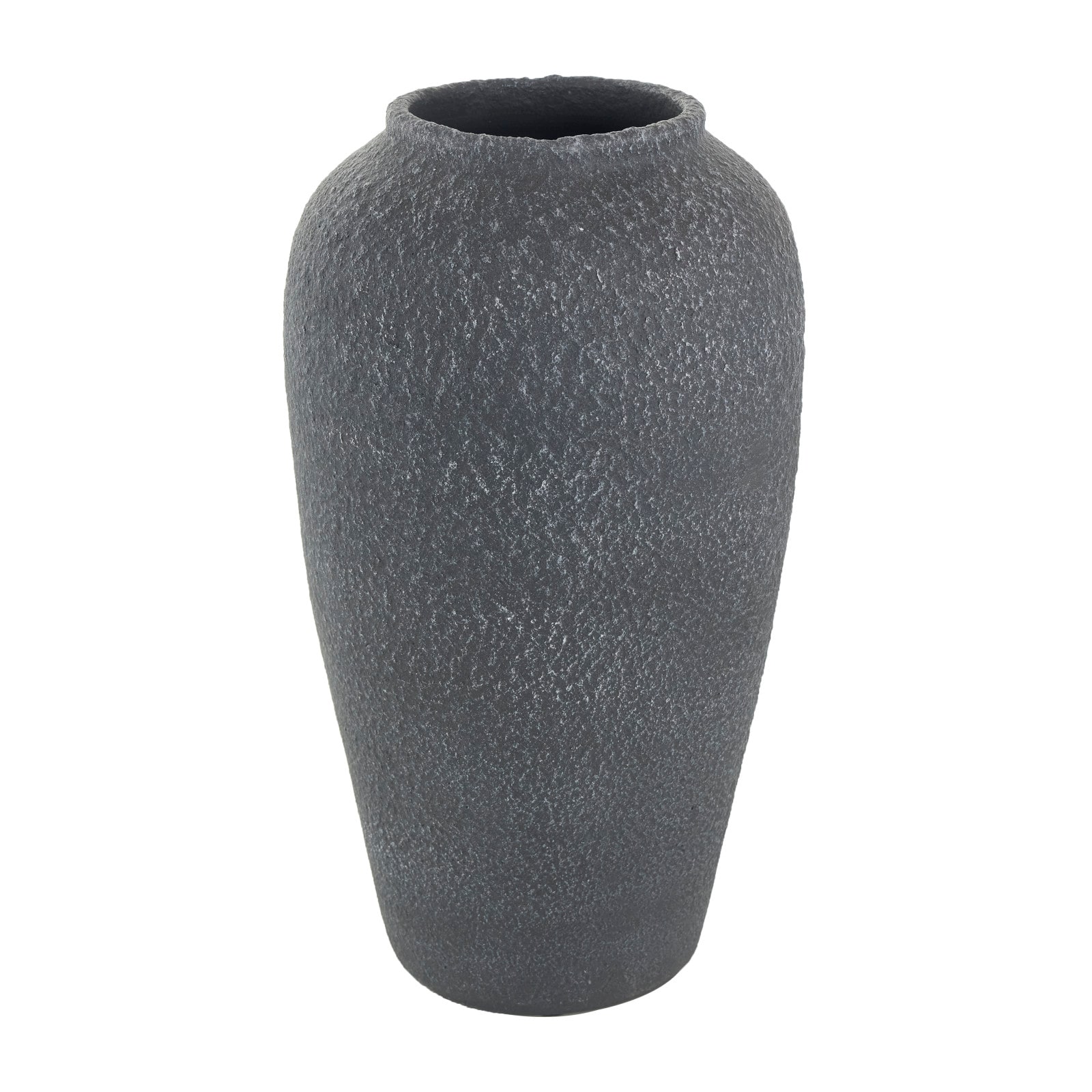 15&#x22; Black Ceramic Whitewashed Textured Vase