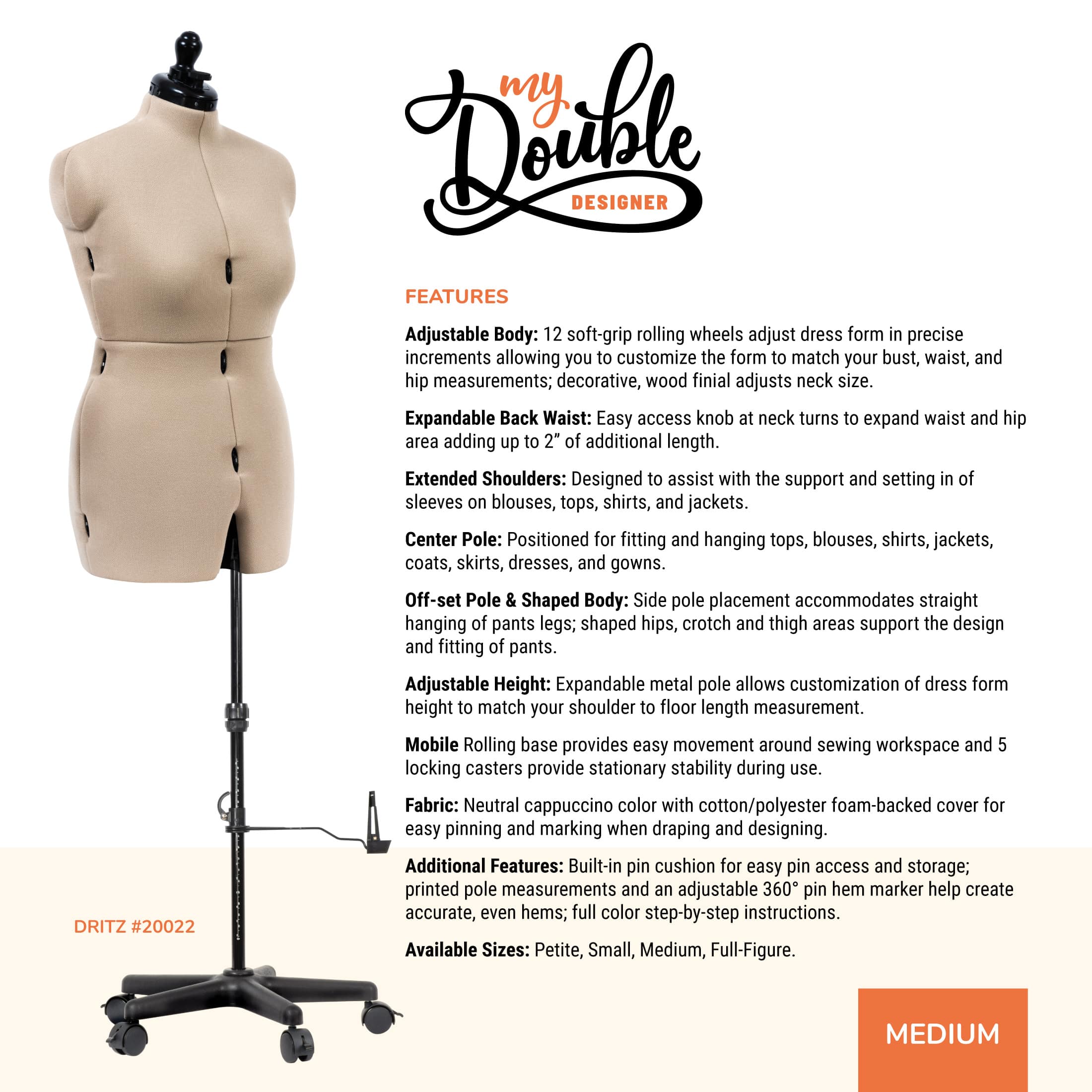 Dritz&#xAE; My Double Designer Medium Dress Form with Adjustable Tri-Pod Stand