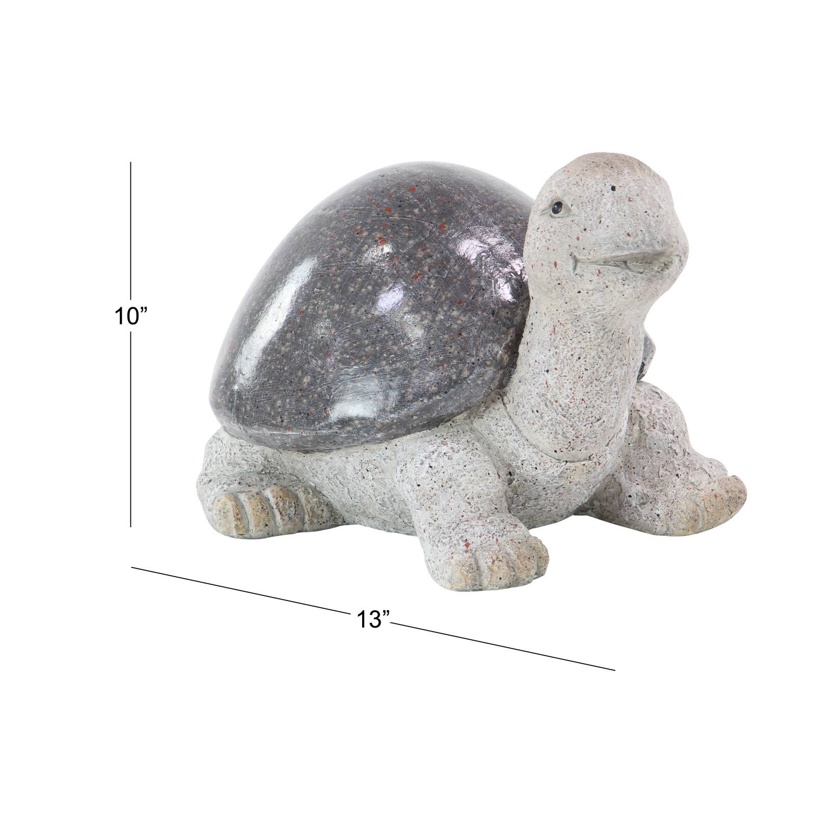 13&#x22; White Polystone Turtle Garden Sculpture