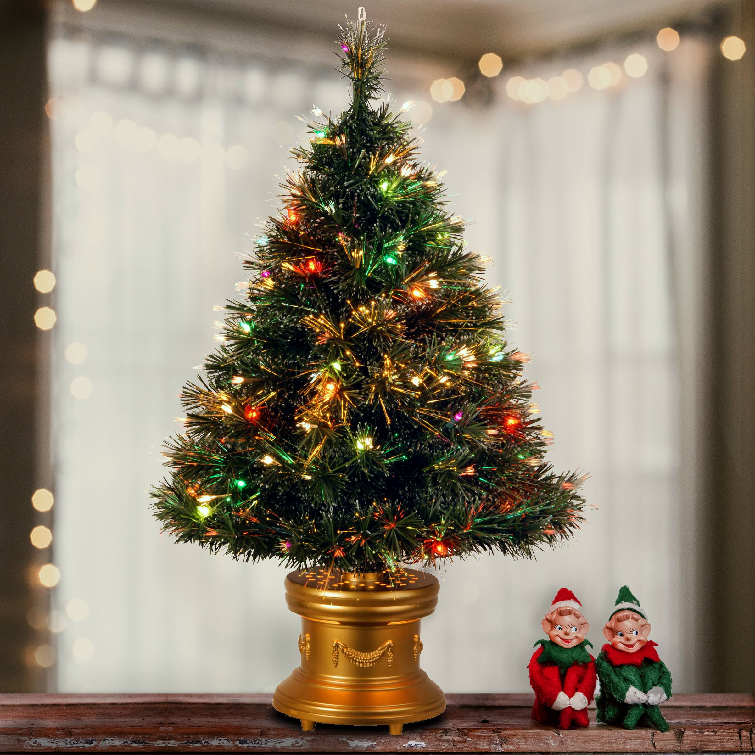 3ft. Fiber Optic Ice Fireworks Artificial Christmas Tree with Multicolor LED Lights