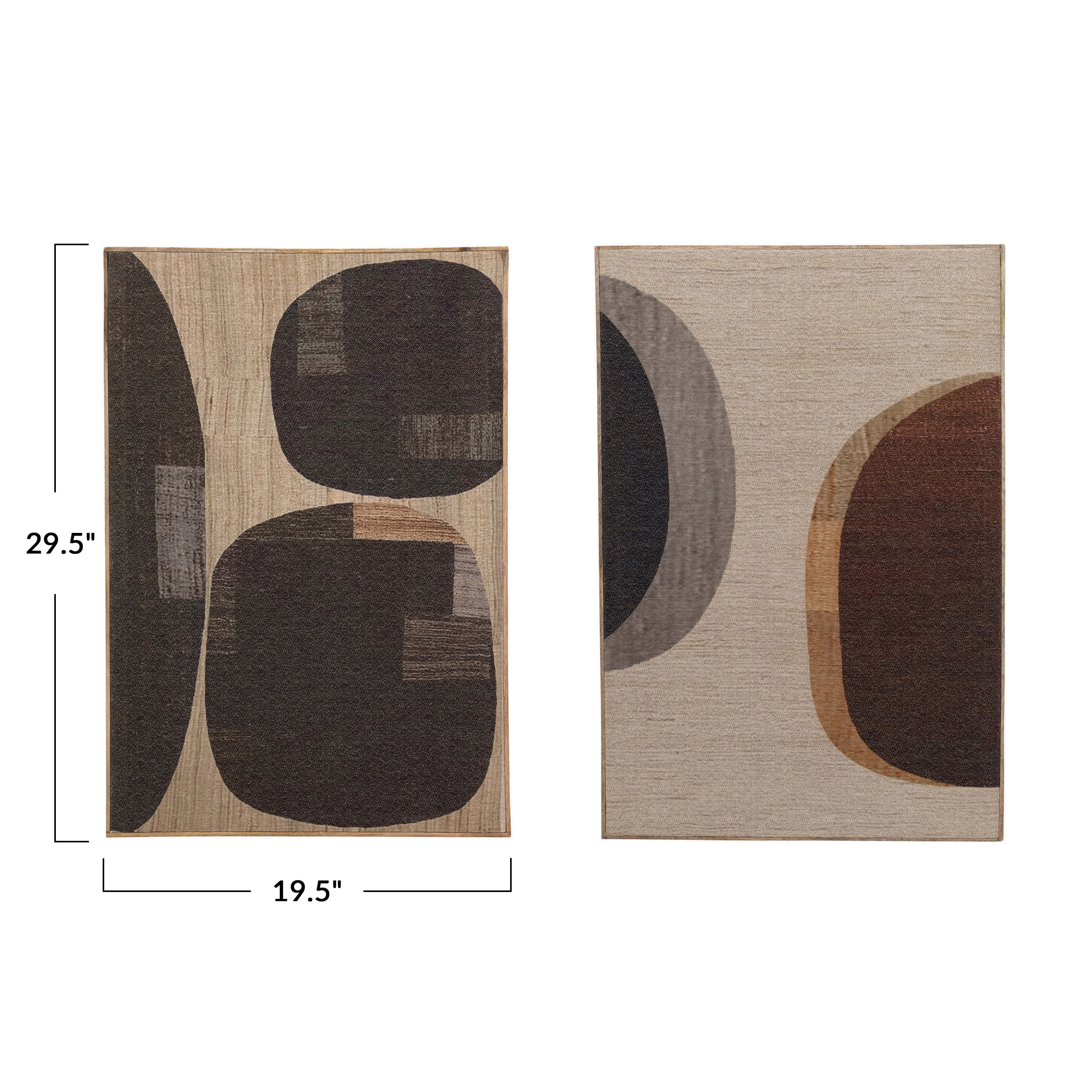 Hello Honey&#xAE; Black and Beige Mango Wood Framed Fabric Wall D&#xE9;cor with Abstract Print Set