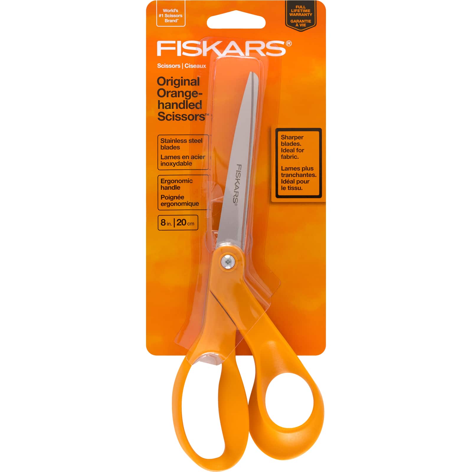 Fiskars Home and Office Scissors, Pointed Tip, 5 Long, 1.88 Cut Length,  Orange Straight Handle