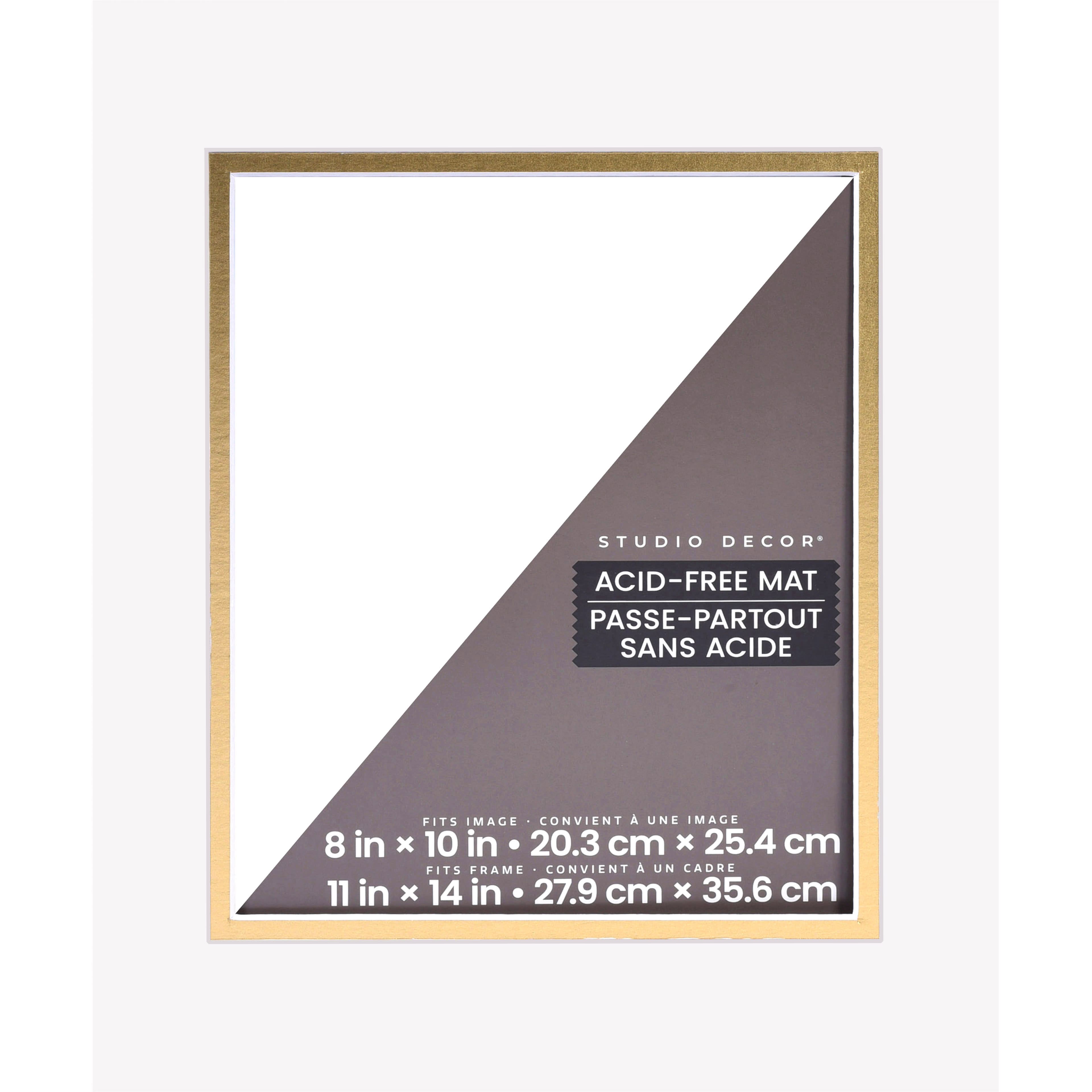 11&#x22; x 14&#x22; White &#x26; Gold Double Mat, 8&#x22; x 10&#x22; Opening Size by Studio D&#xE9;cor&#xAE;