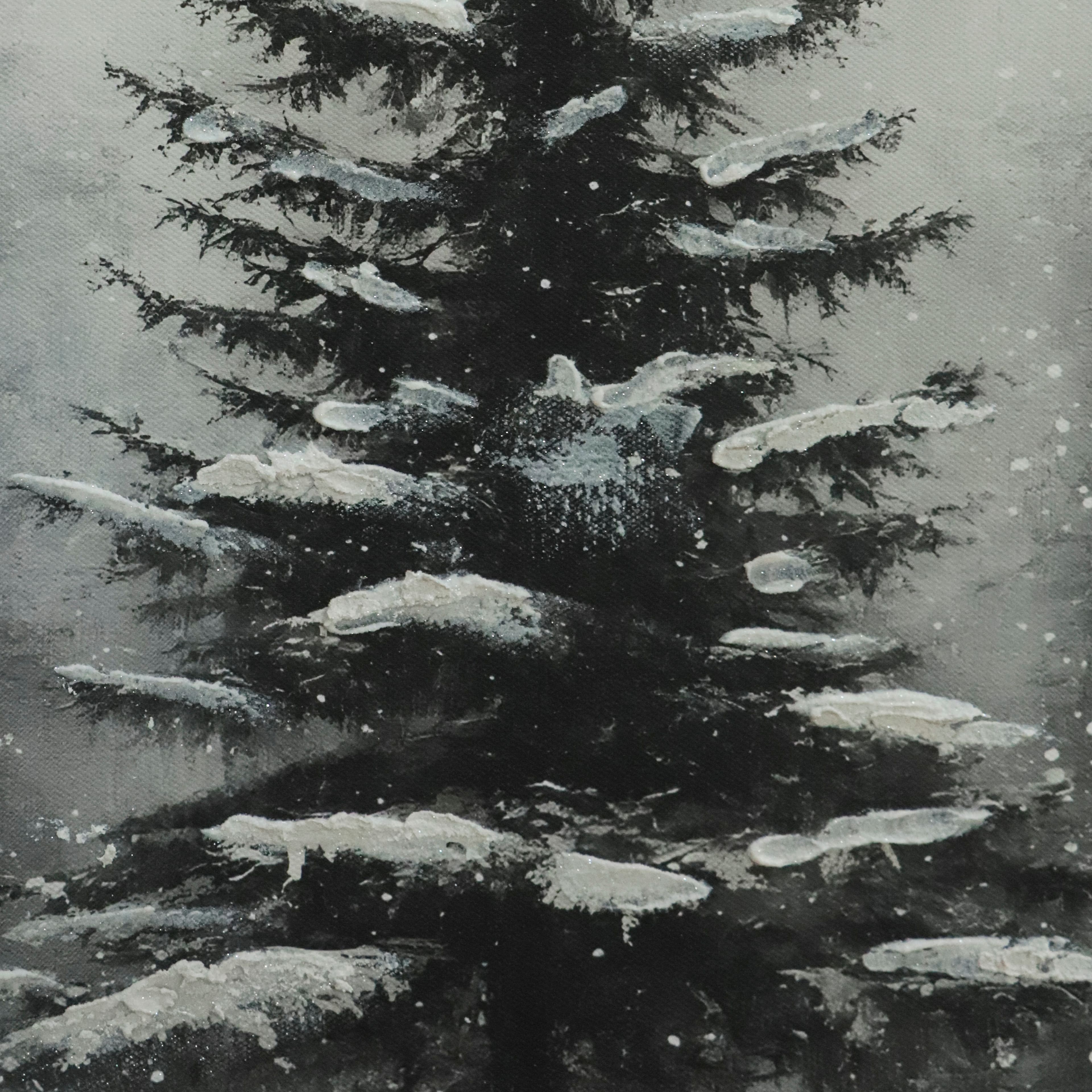 12&#x22; x 16&#x22; Black &#x26; White Snowy Tree Canvas Wall D&#xE9;cor by Ashland&#xAE;