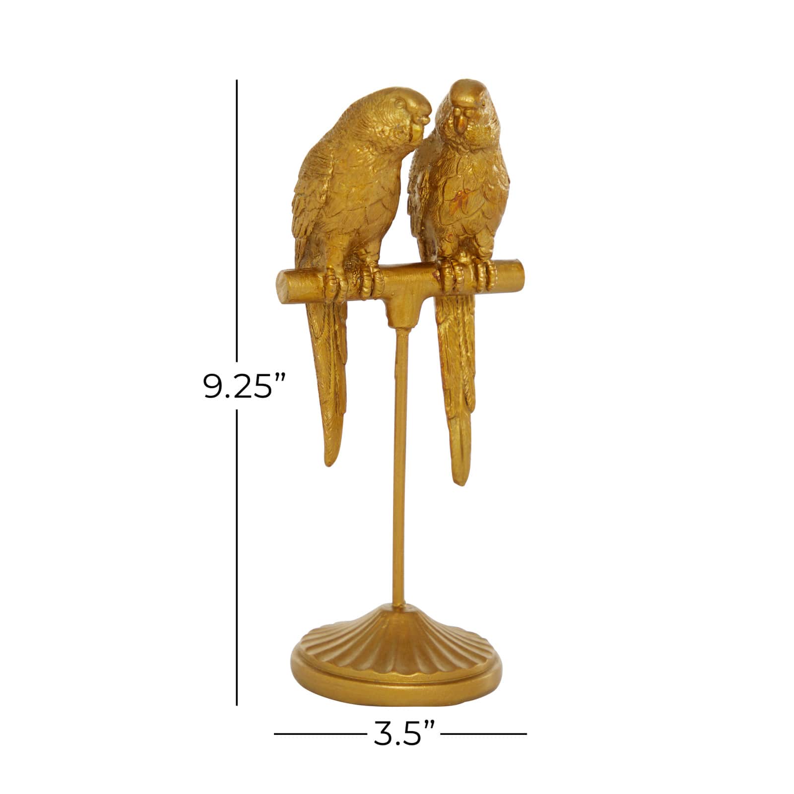 Gold Resin Country Cottage Bird Sculpture, 9" x 3" x 3"