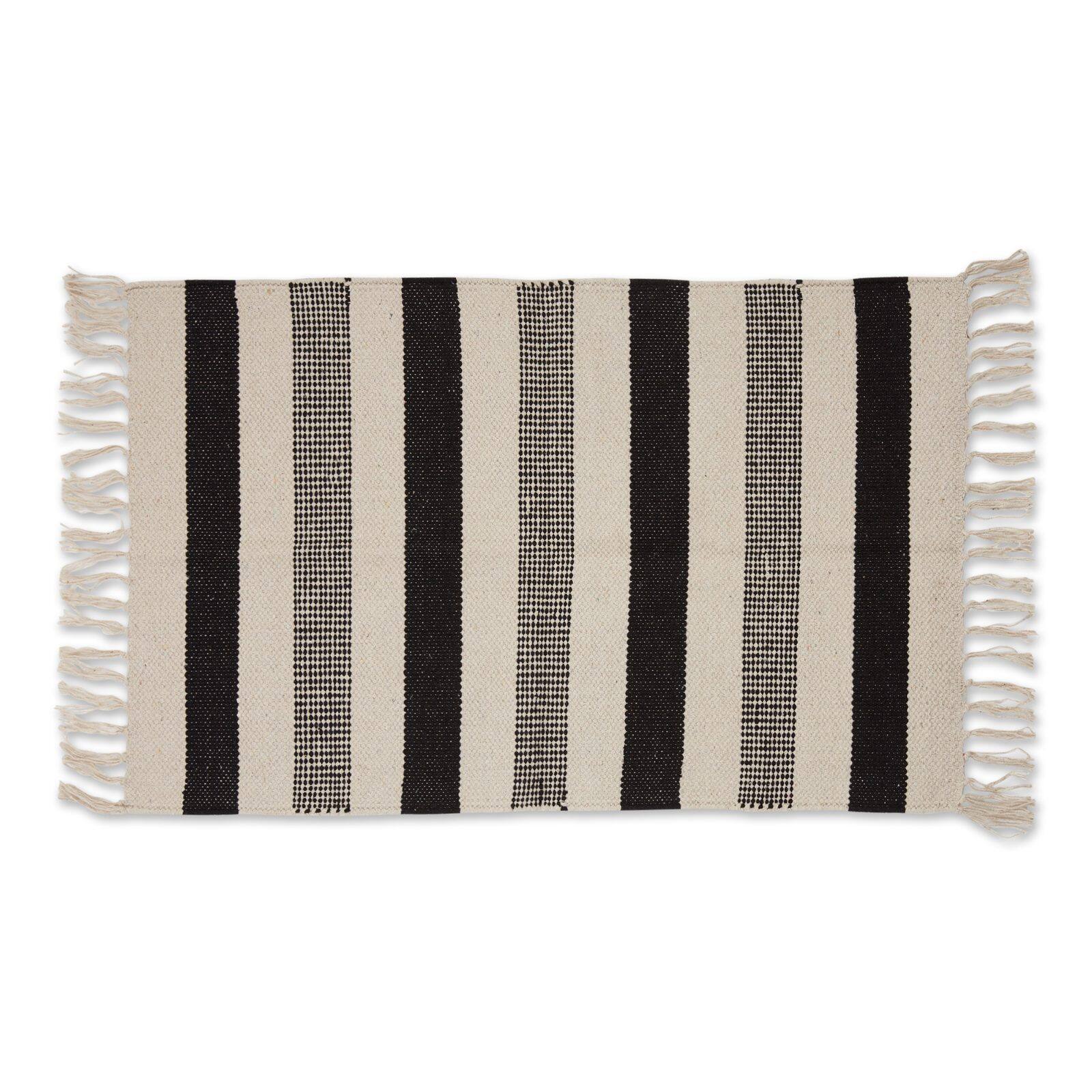DII® Black Combo Stripe Hand-Loomed Rug, 2ft. x 3ft.