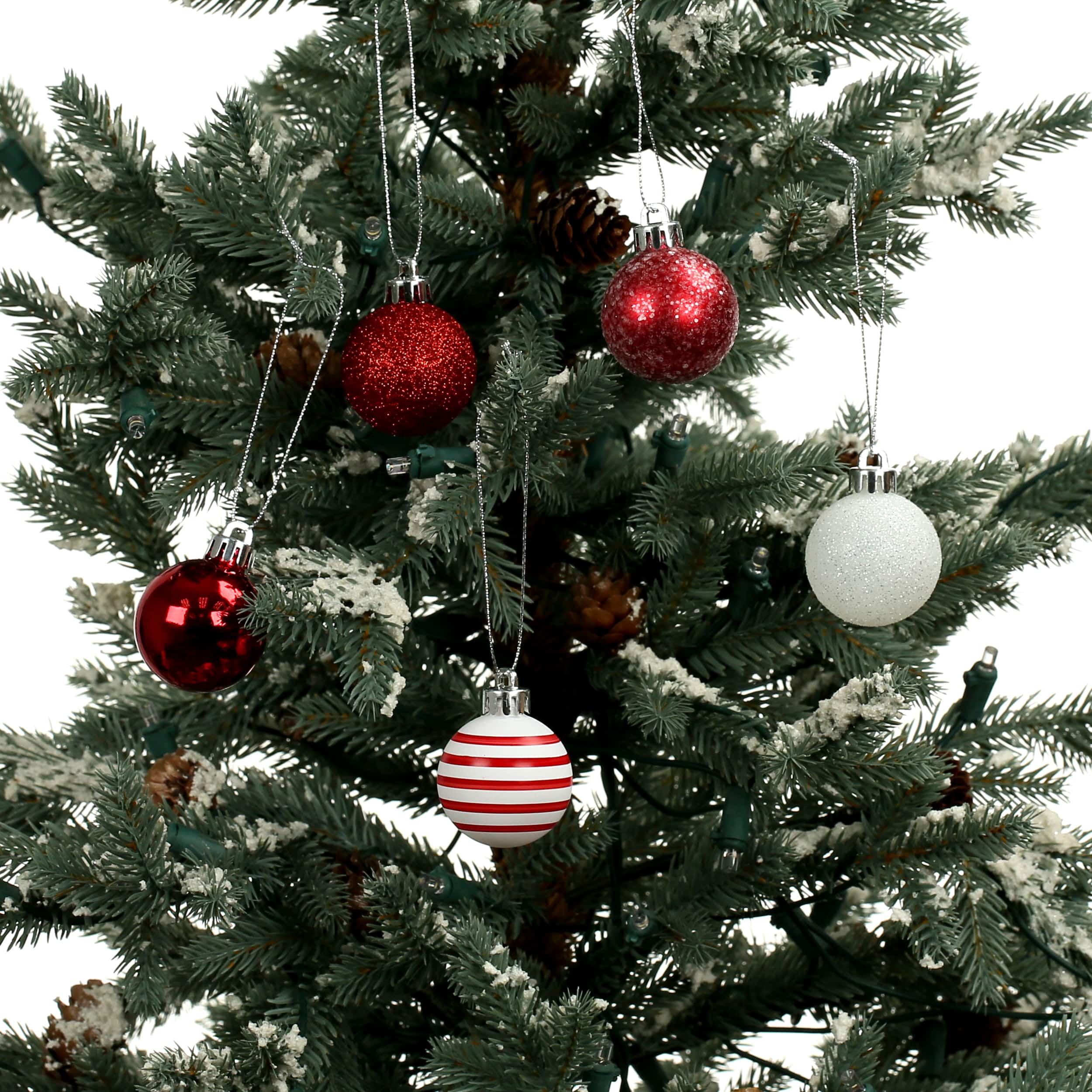 7 Pack 1.5&#x22; Red &#x26; White Striped Shatterproof Ball Ornaments by Ashland&#xAE;