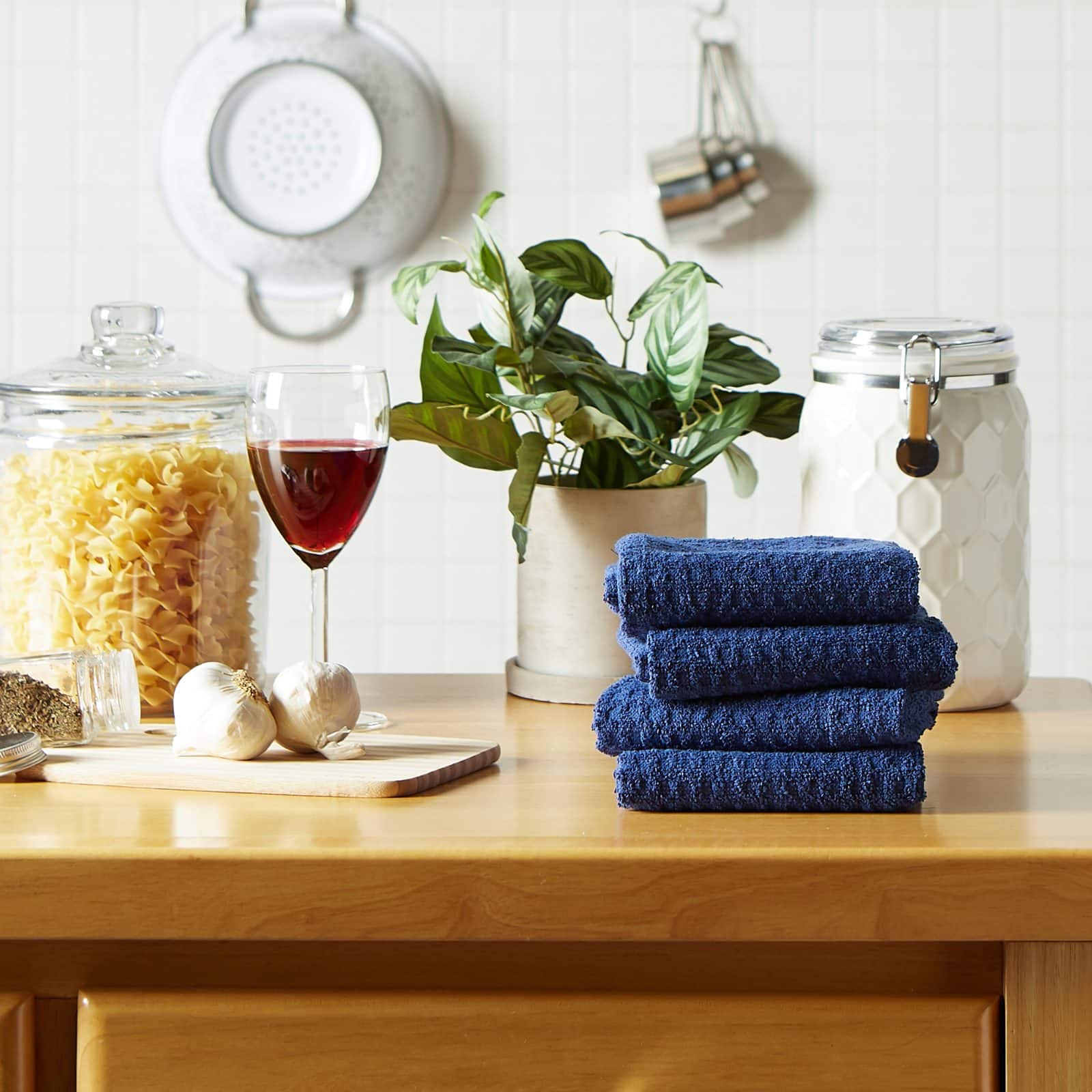 DII® Solid Nautical Blue Waffle Terry Dishtowel, 4ct.