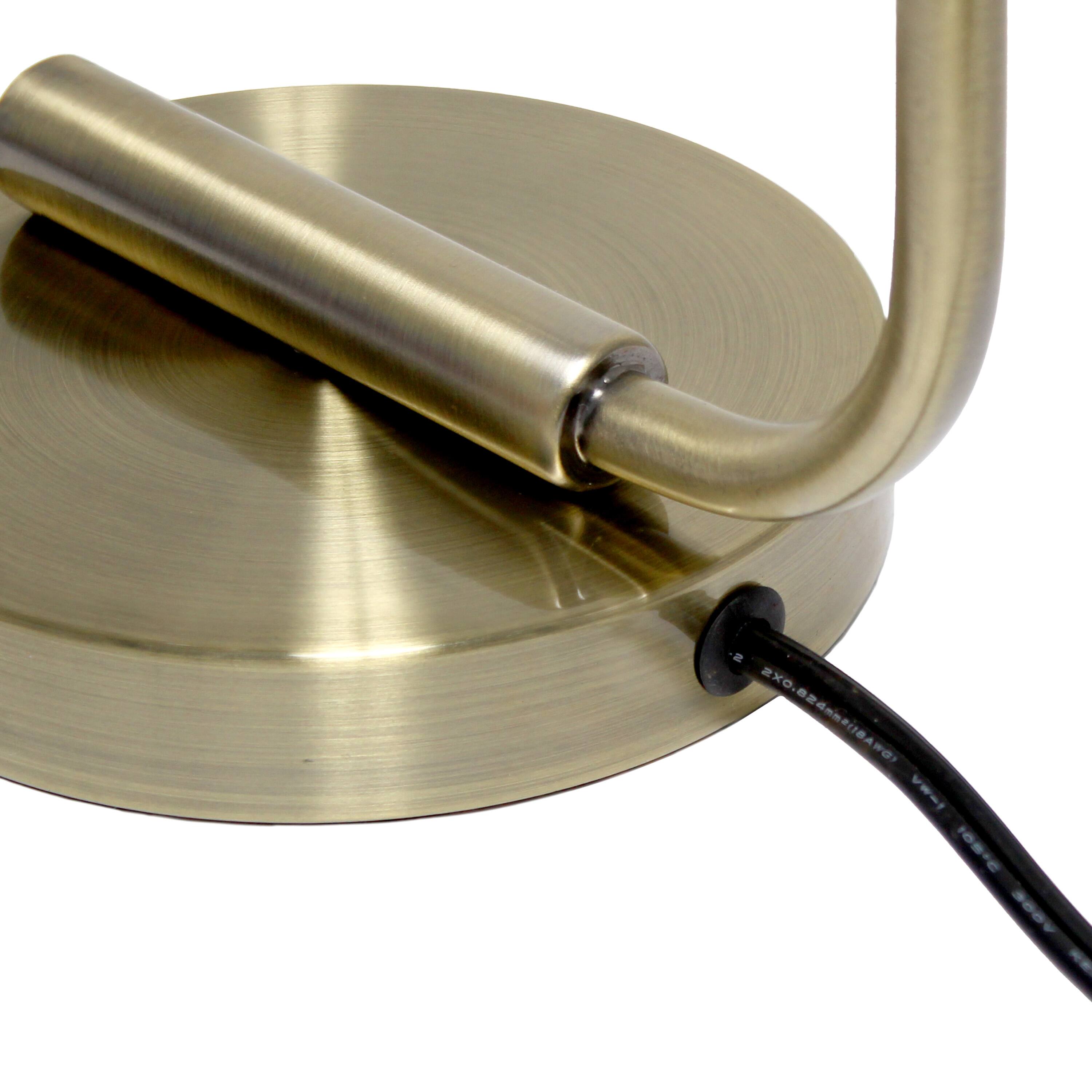 Lalia Home 18.8" Antique Brass Modern Iron Desk Lamp with Glass Shade