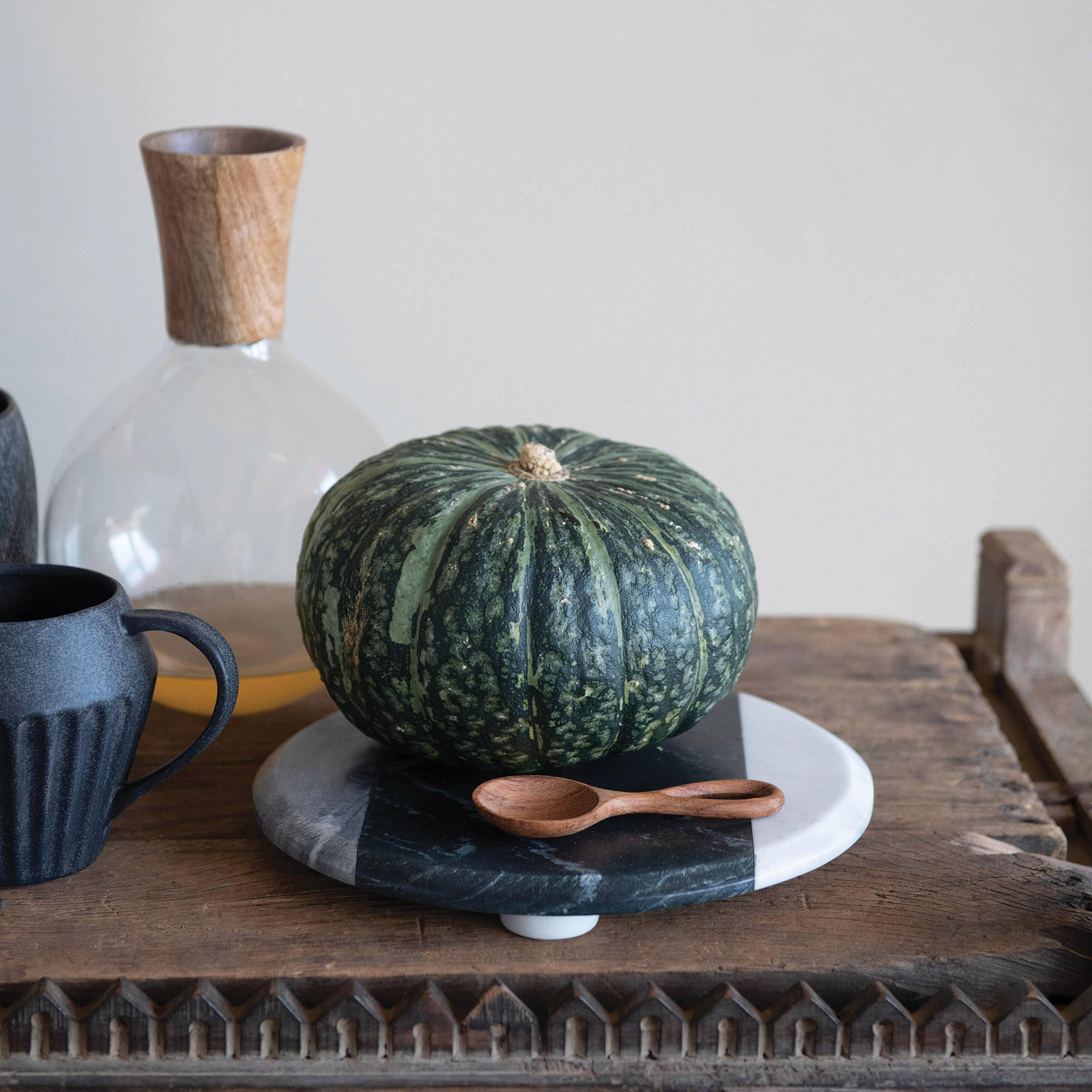 Hello Honey® 10" Gray, Black & White Marble Cheese & Cutting Board