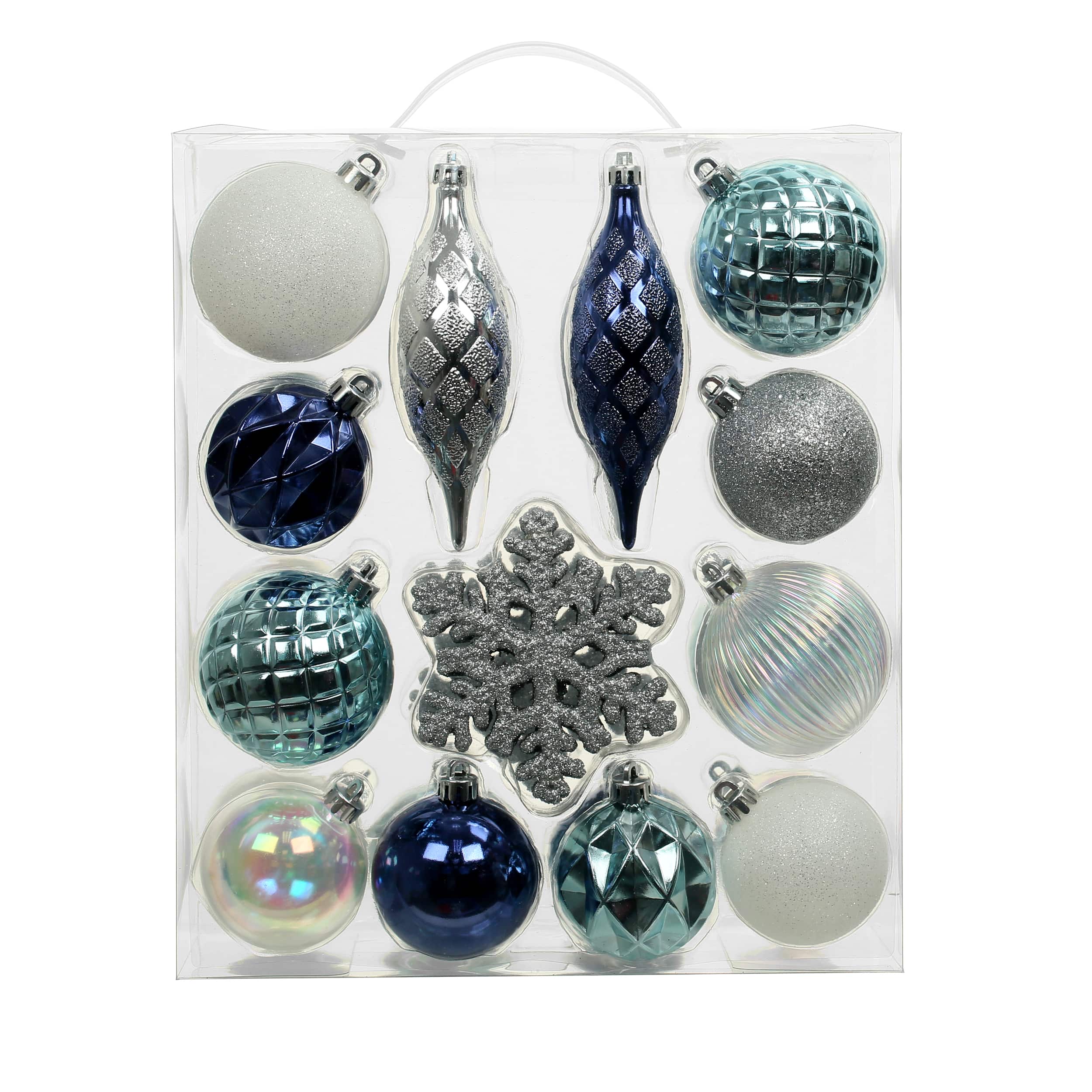 34 Pack Ball, Finial, &#x26; Snowflake Shatterproof Ornaments by Ashland&#xAE;