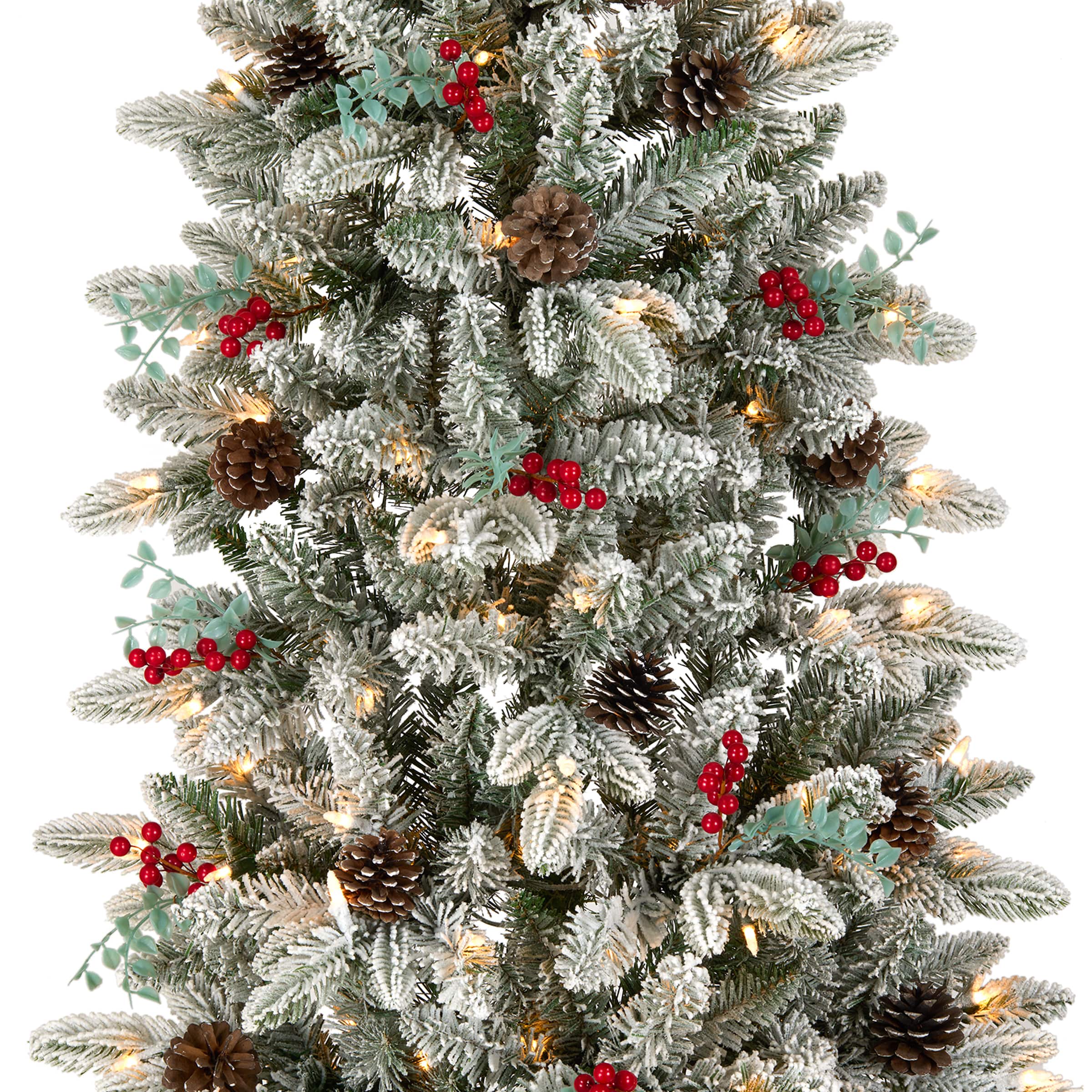 5ft. Pre-Lit Snowberry Pine Artificial Christmas Half Tree, Clear Lights
