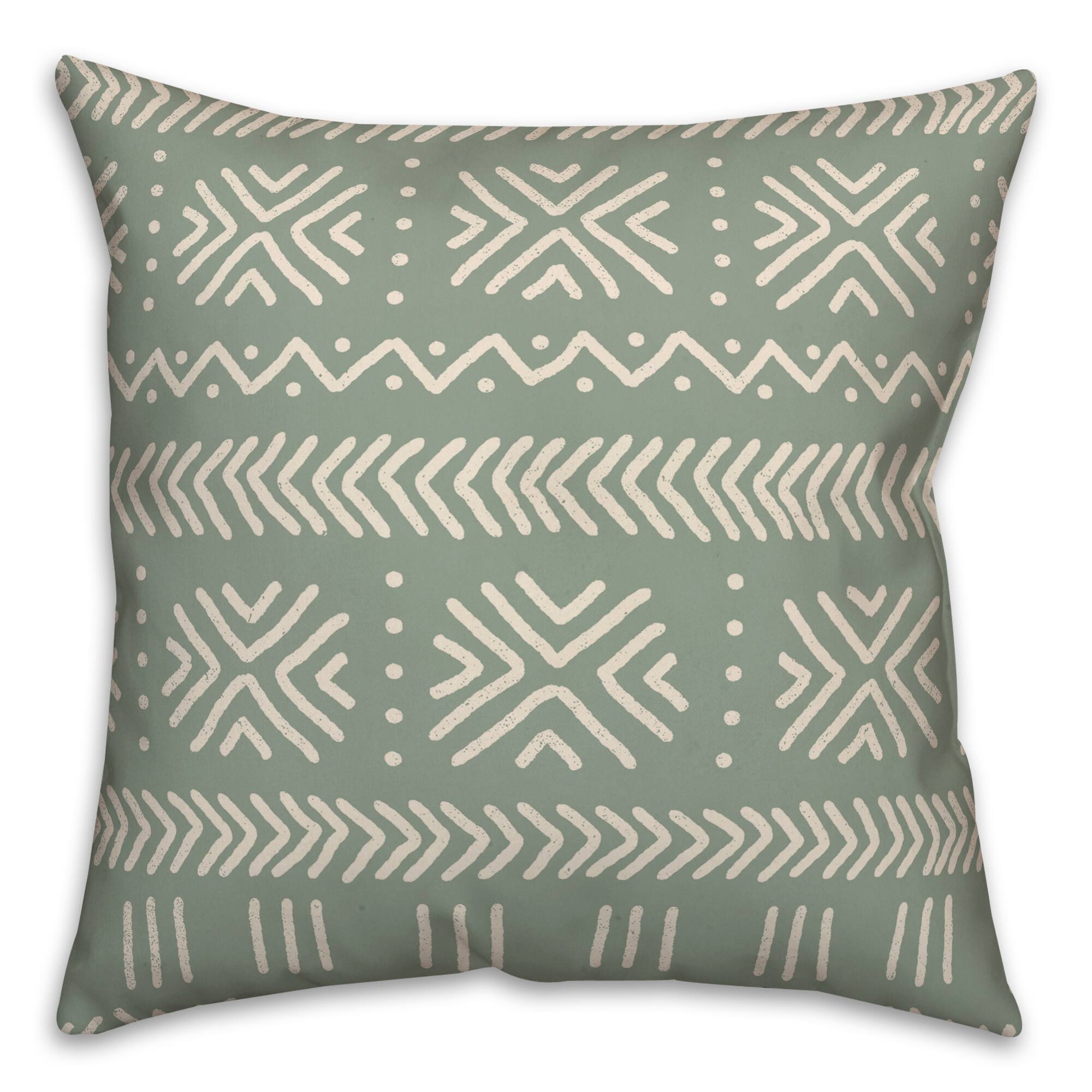 Sage Mudcloth 18&#x22; x 18&#x22; Throw Pillow