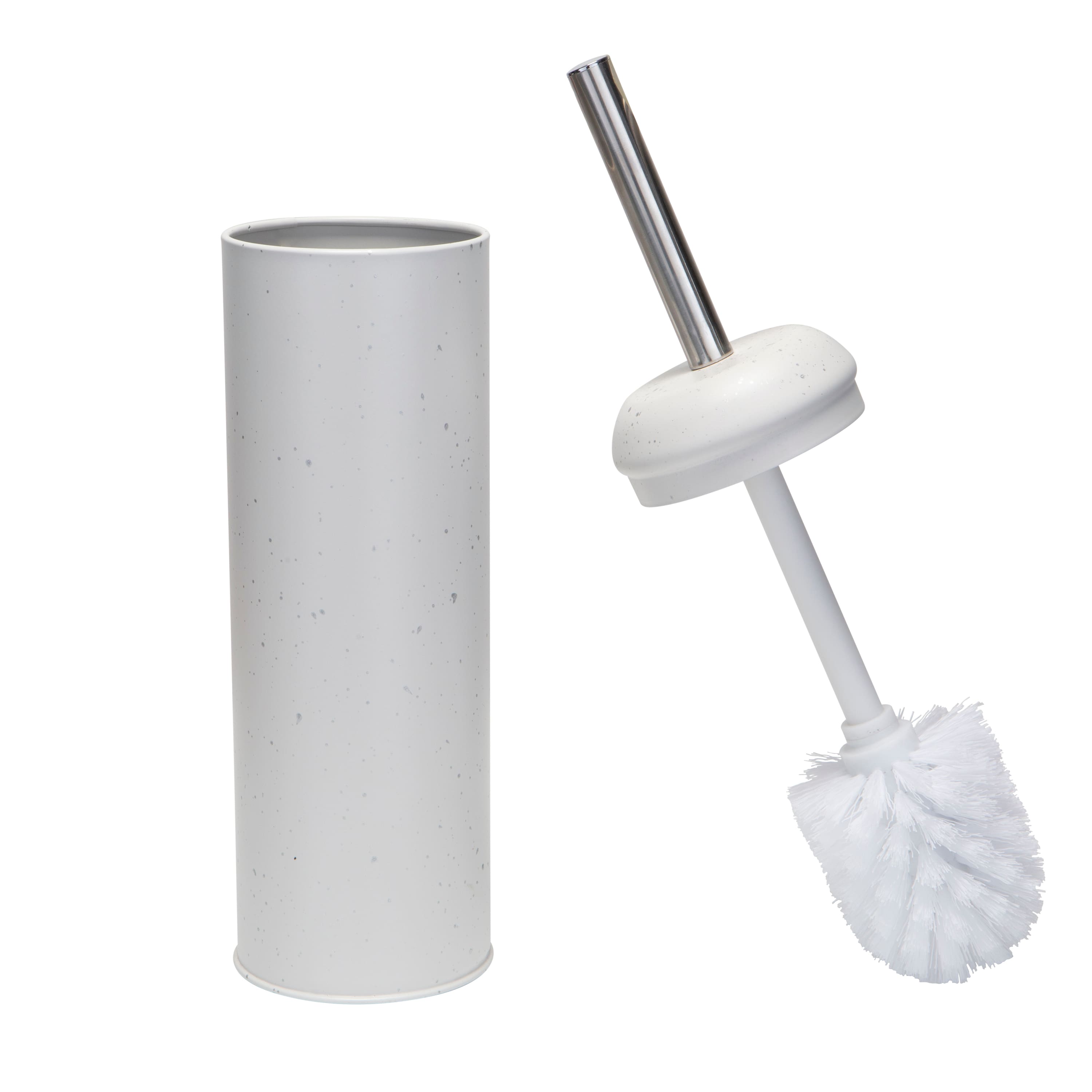Elle Décor White & Silver Speckled Toilet Brush & Holder