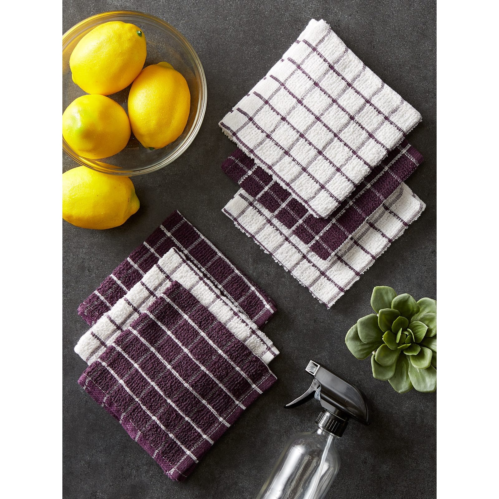 DII® Eggplant Combo Windowpane Dishcloths, 6ct.