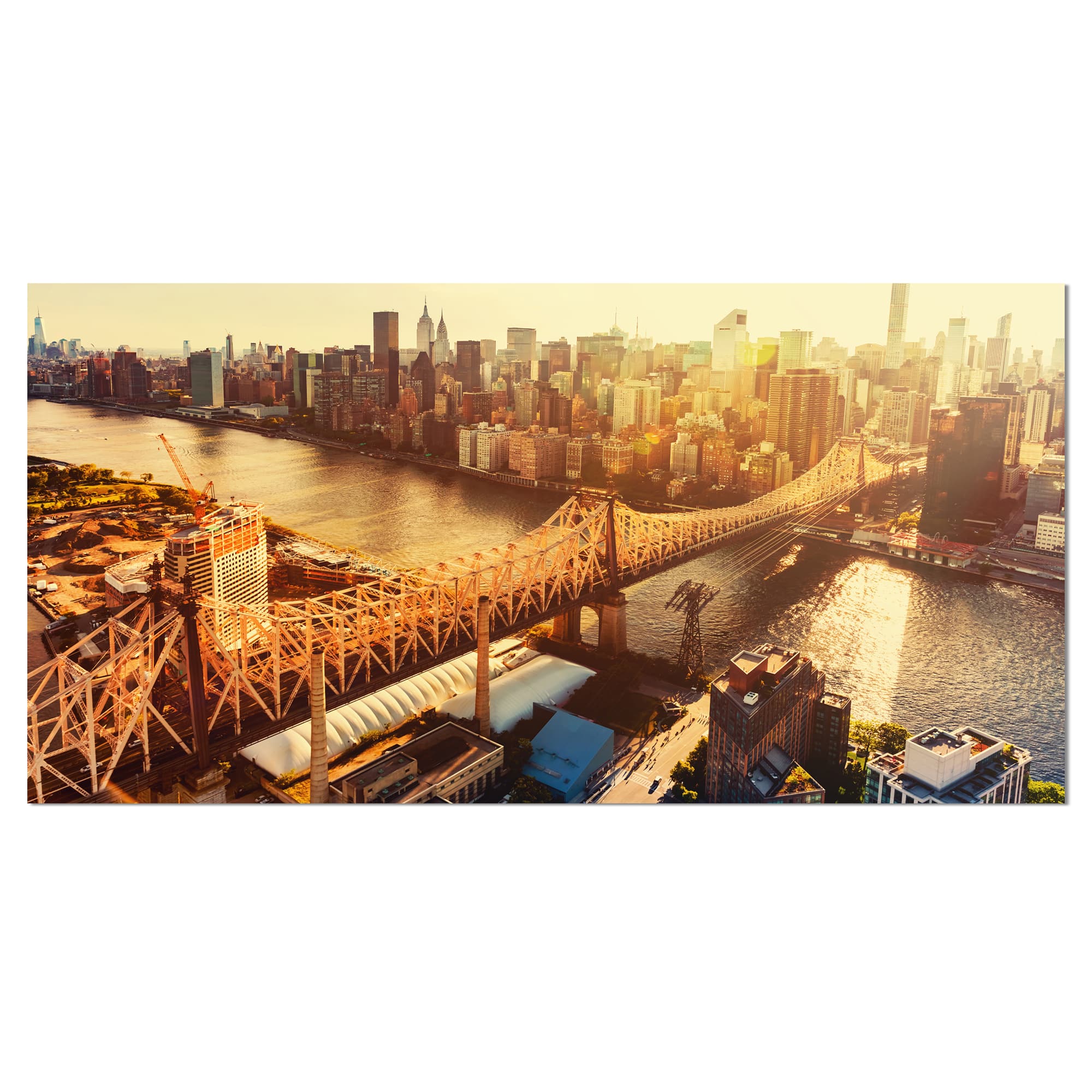 Designart - Queensboro Bridge over East River - Large Cityscape Canvas Art Print