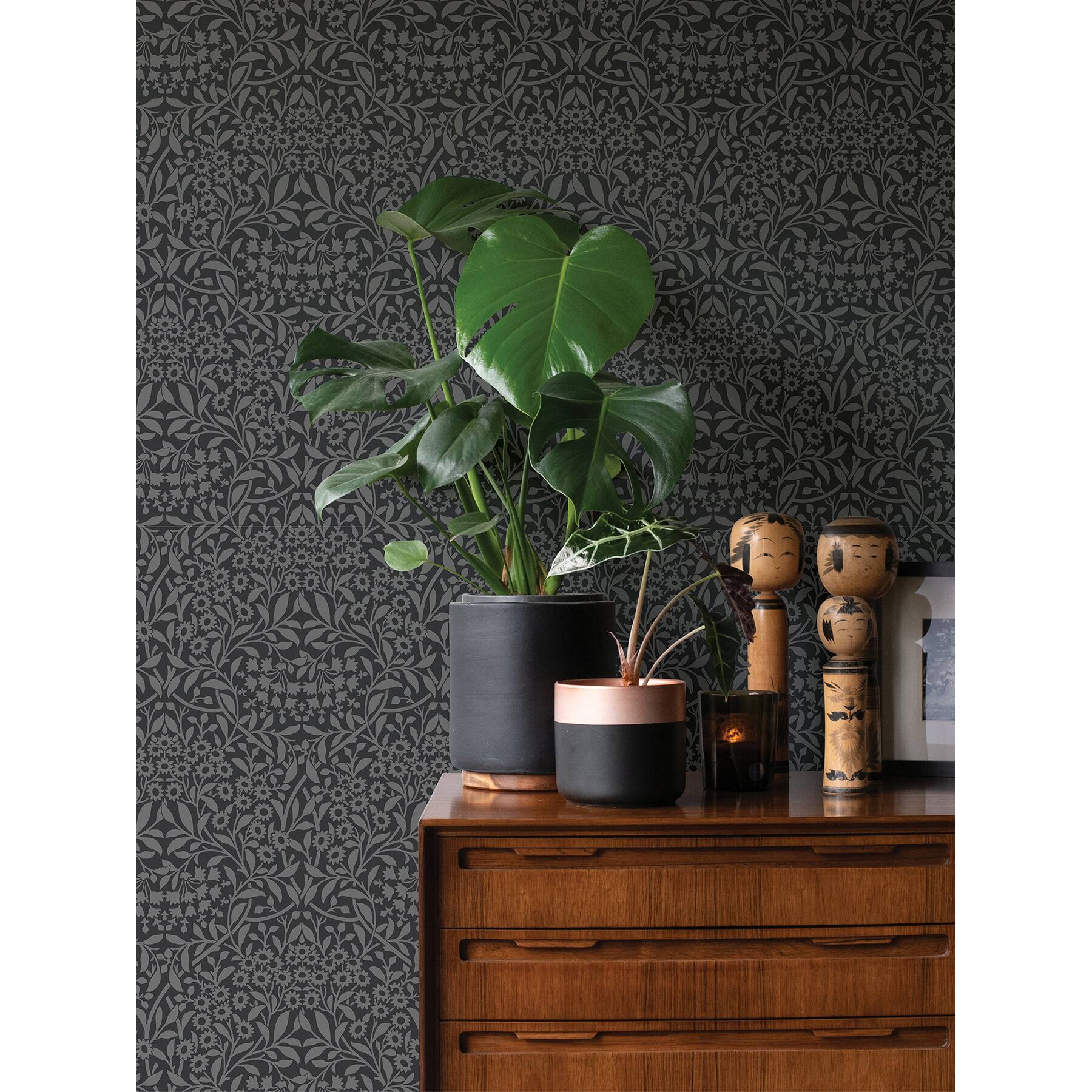 NuWallpaper Charcoal Darcy Peel & Stick Wallpaper