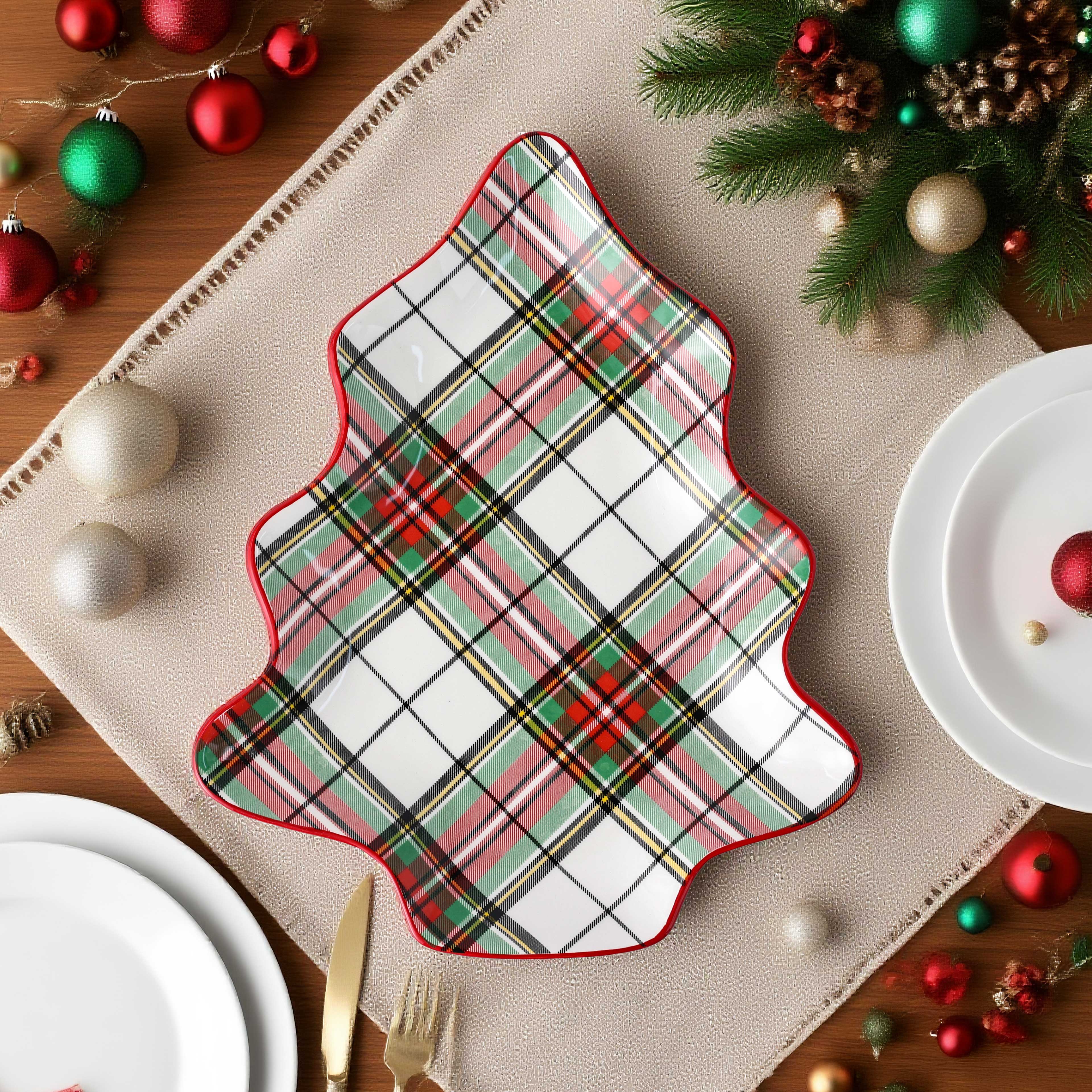 Plaid Ceramic Tree Plate Set by Ashland&#xAE;