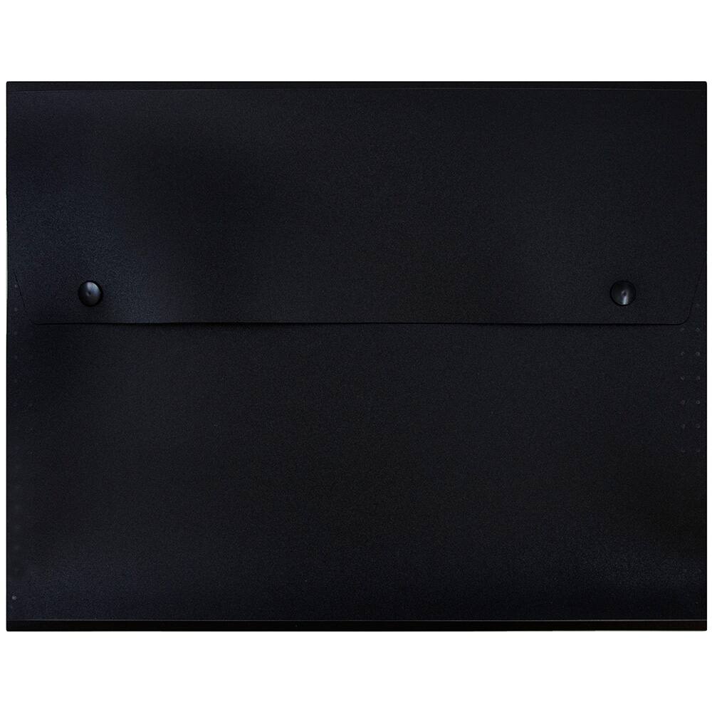 JAM Paper 9&#x22; x 13&#x22; Black Plastic Snap Closure Accordion Folder