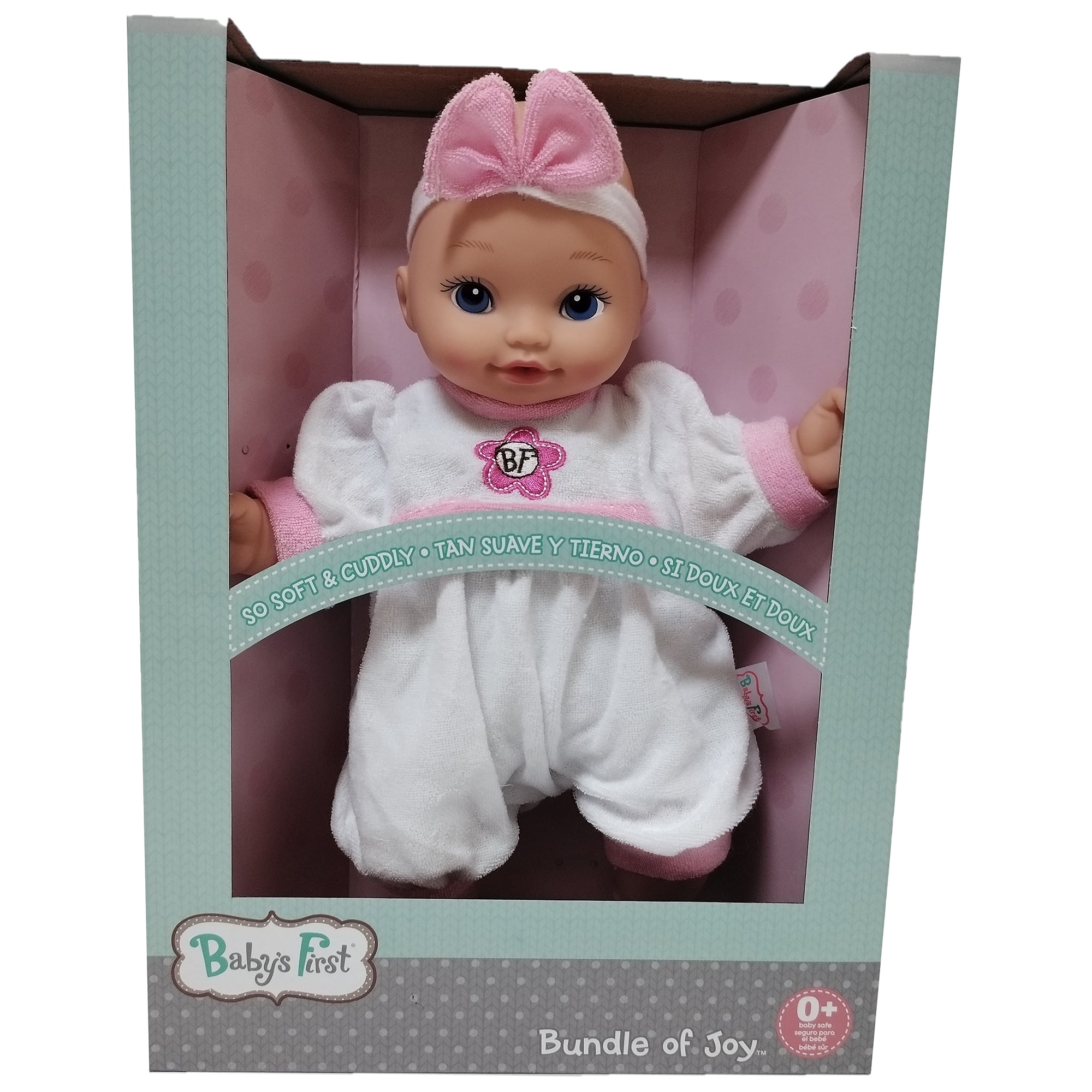 Goldberger Baby&#x27;s First&#xAE; Bundle of Joy&#x2122; 13&#x22; Baby Doll with White &#x26; Pink Jumper