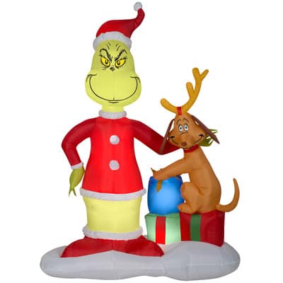 6ft. Airblown® Inflatable Grinch & Max with Presents | Michaels