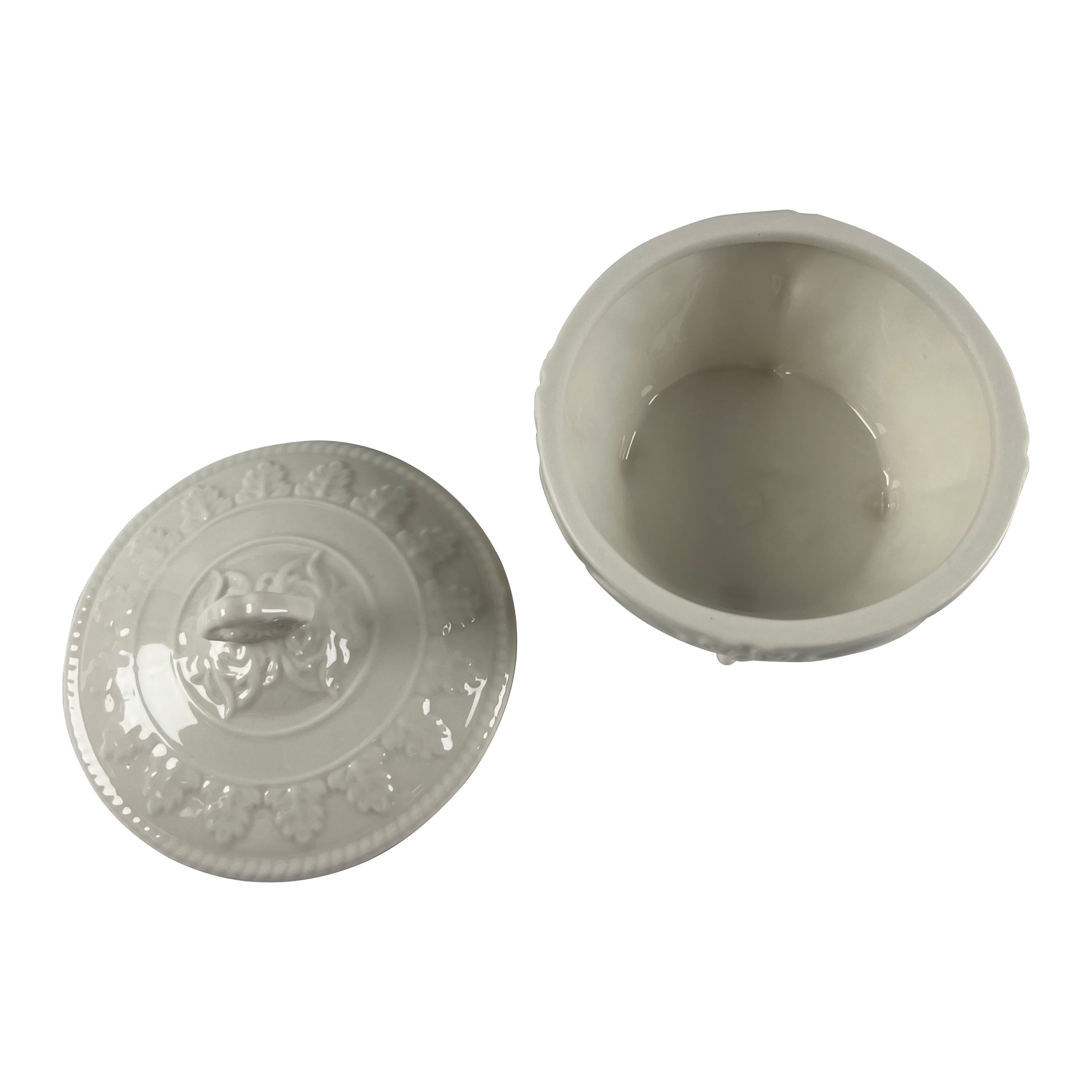 4&#x22; White Round Ceramic Jewelry Box Tabletop D&#xE9;cor by Ashland&#xAE;