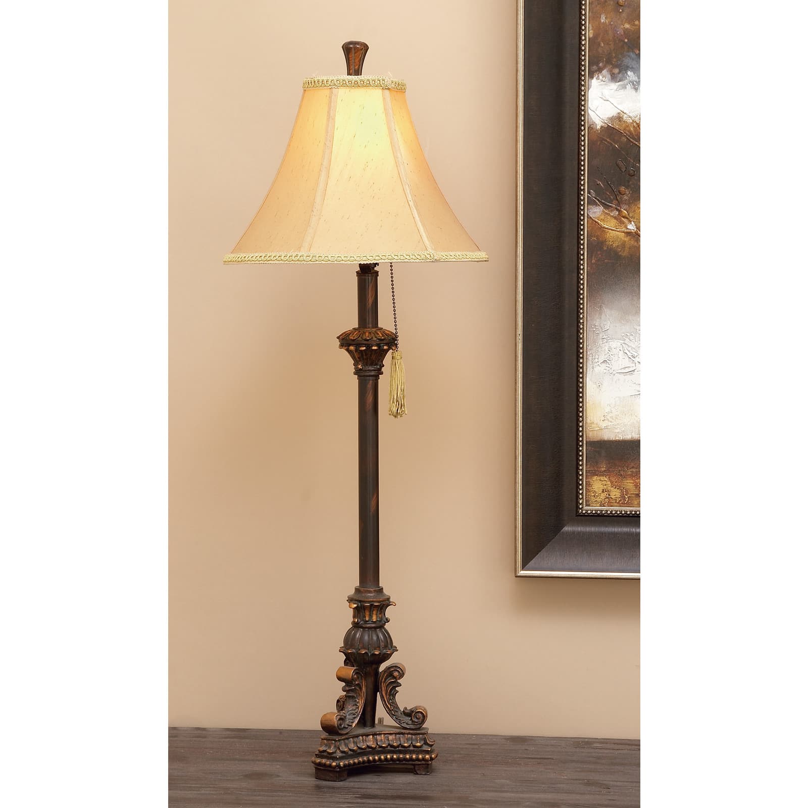 31&#x22; Antique Bronze Polystone Tuscan Buffet Lamp