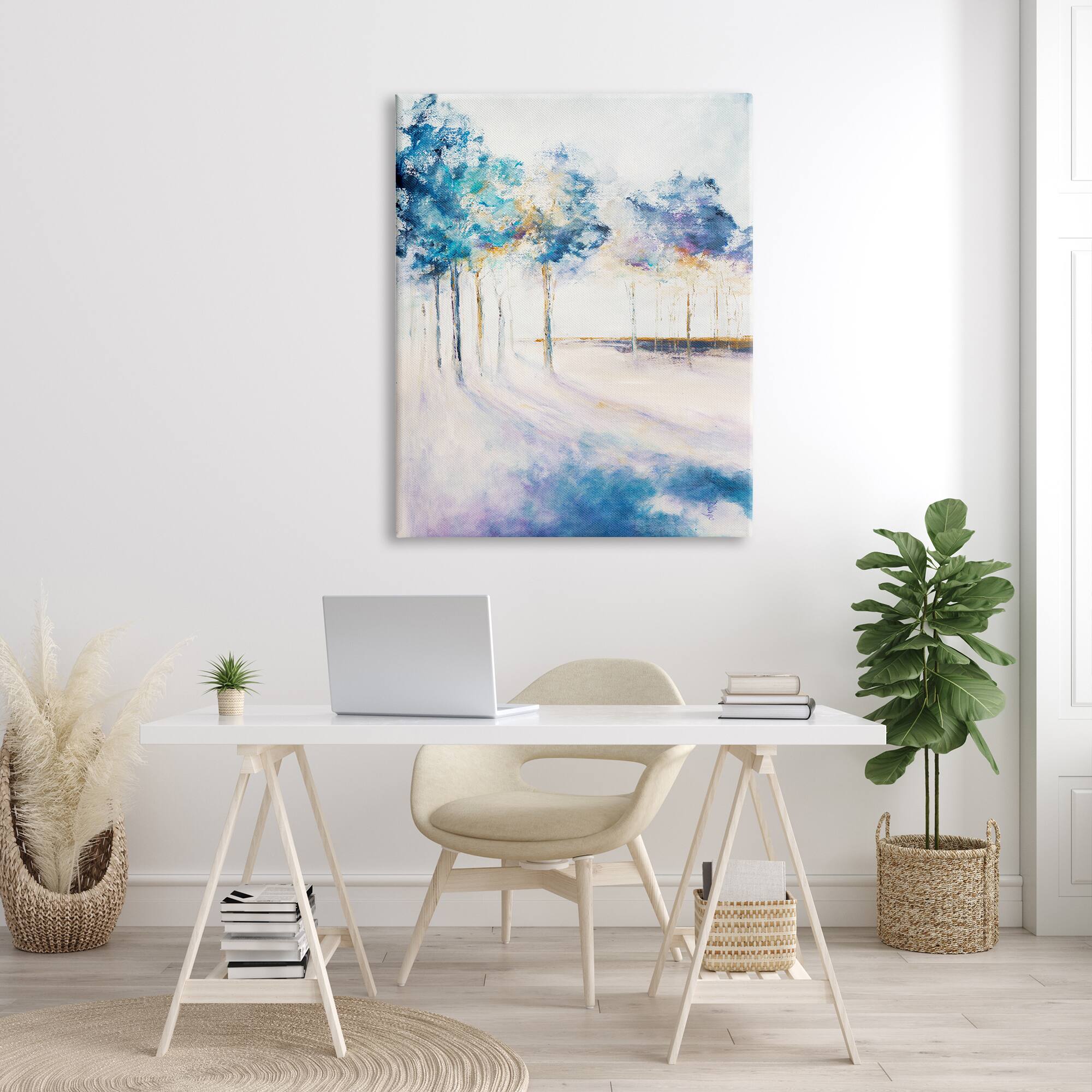 Stupell Industries Abstract Blue Tree Shadows in Forest Landscape Canvas Wall Art