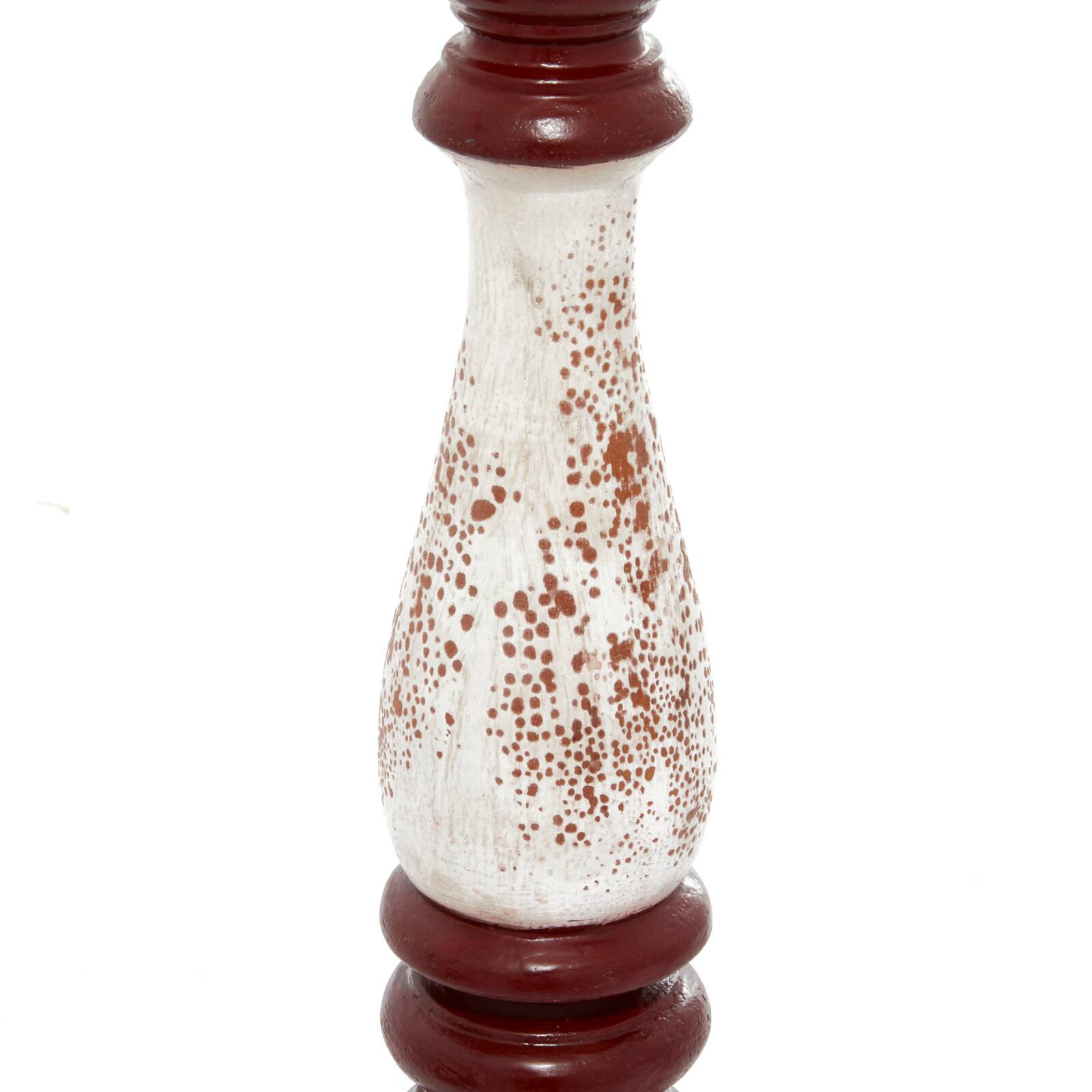 20&#x22; Red &#x26; White Wood Farmhouse Candlestick Holder Set