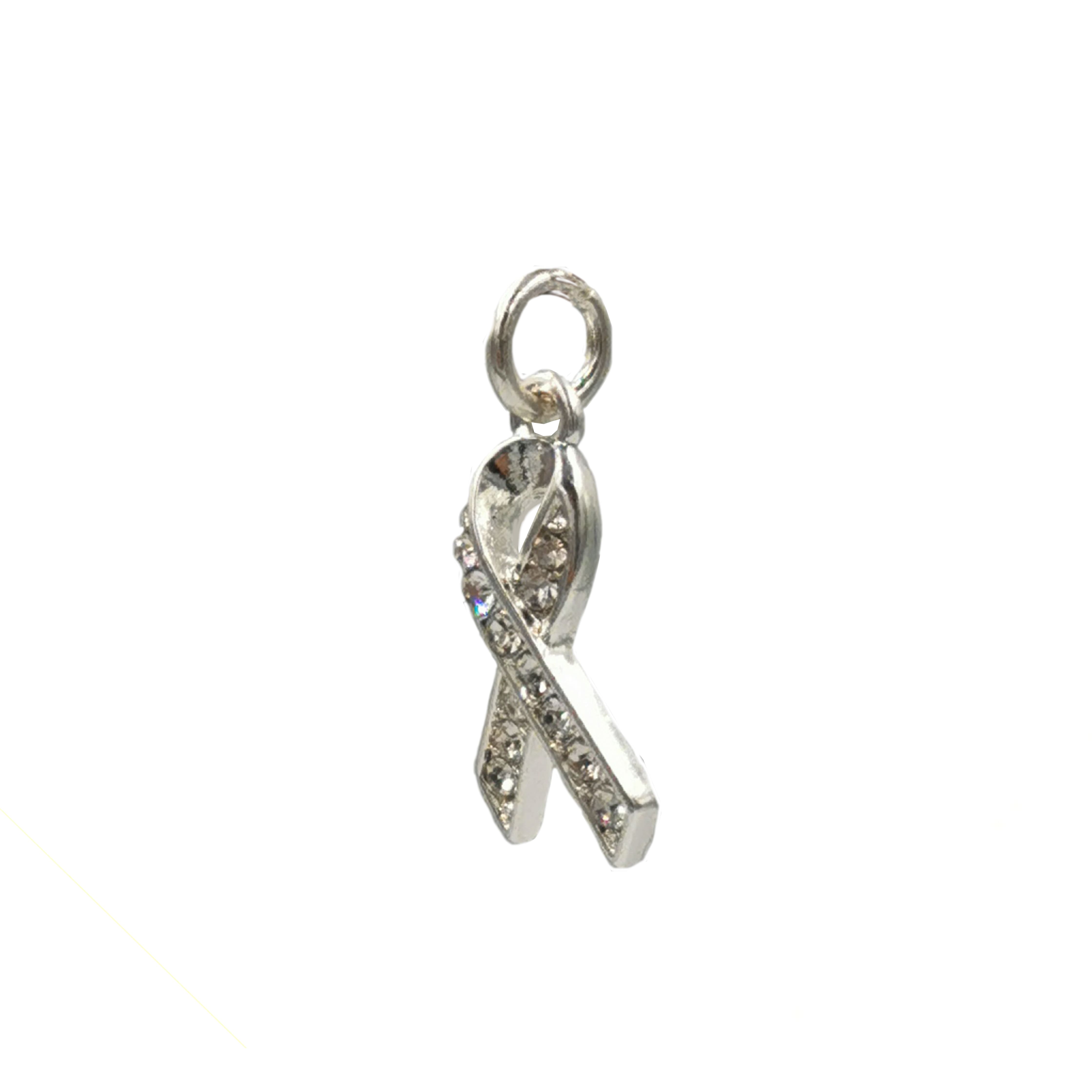 Charmalong™ Silver Plated & Stone Paved Ribbon Charm by Bead Landing™