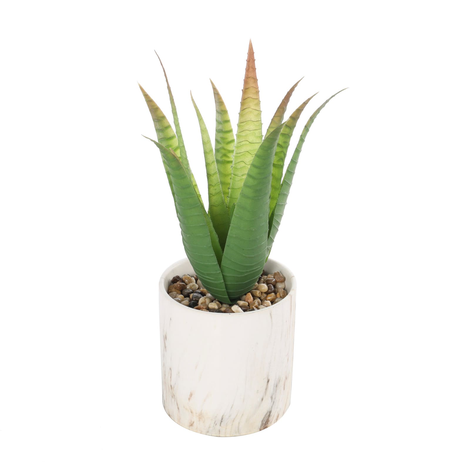 13&#x22; Green Aloe Artificial Plant in White Pot